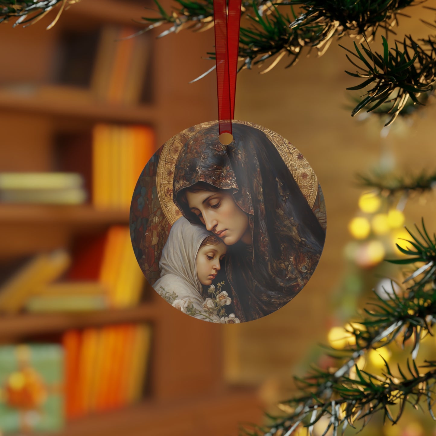 Mary, Mother of God - Protectress of Families Metal Ornament - Religious Holiday Christmas Ornament and Keepsake - Catholic Keepsake