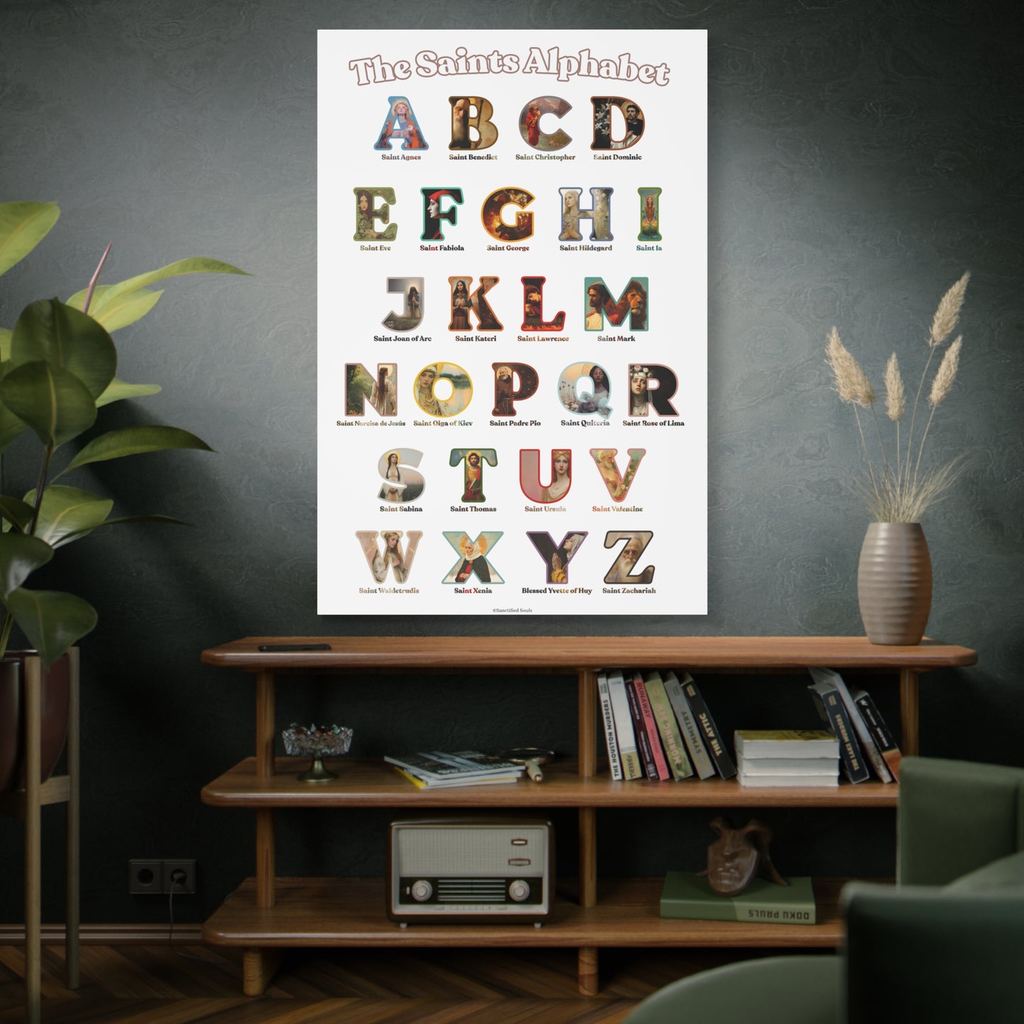 Catholic Saints ABC Alphabet Canvas - A to Z Saints Wall Art - Catholic Saints Chart - Catholic Nursery / Homeschool - Saints of the Church