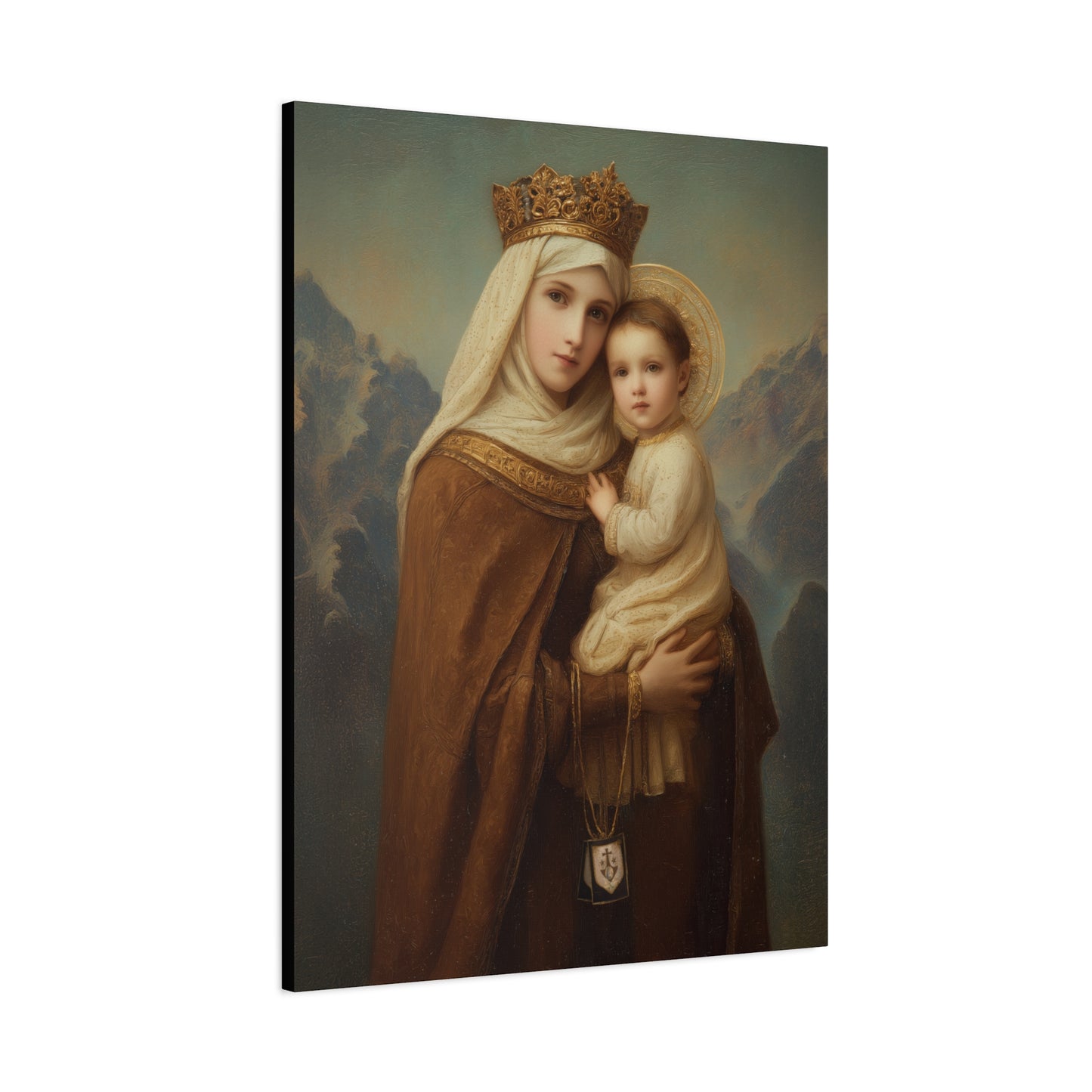 A Cord Between Heaven and Earth - Our Lady of Mount Carmel Wrapped Canvas Print - Multiple Sizes - Catholic Home art Matte Canvas, Stretched