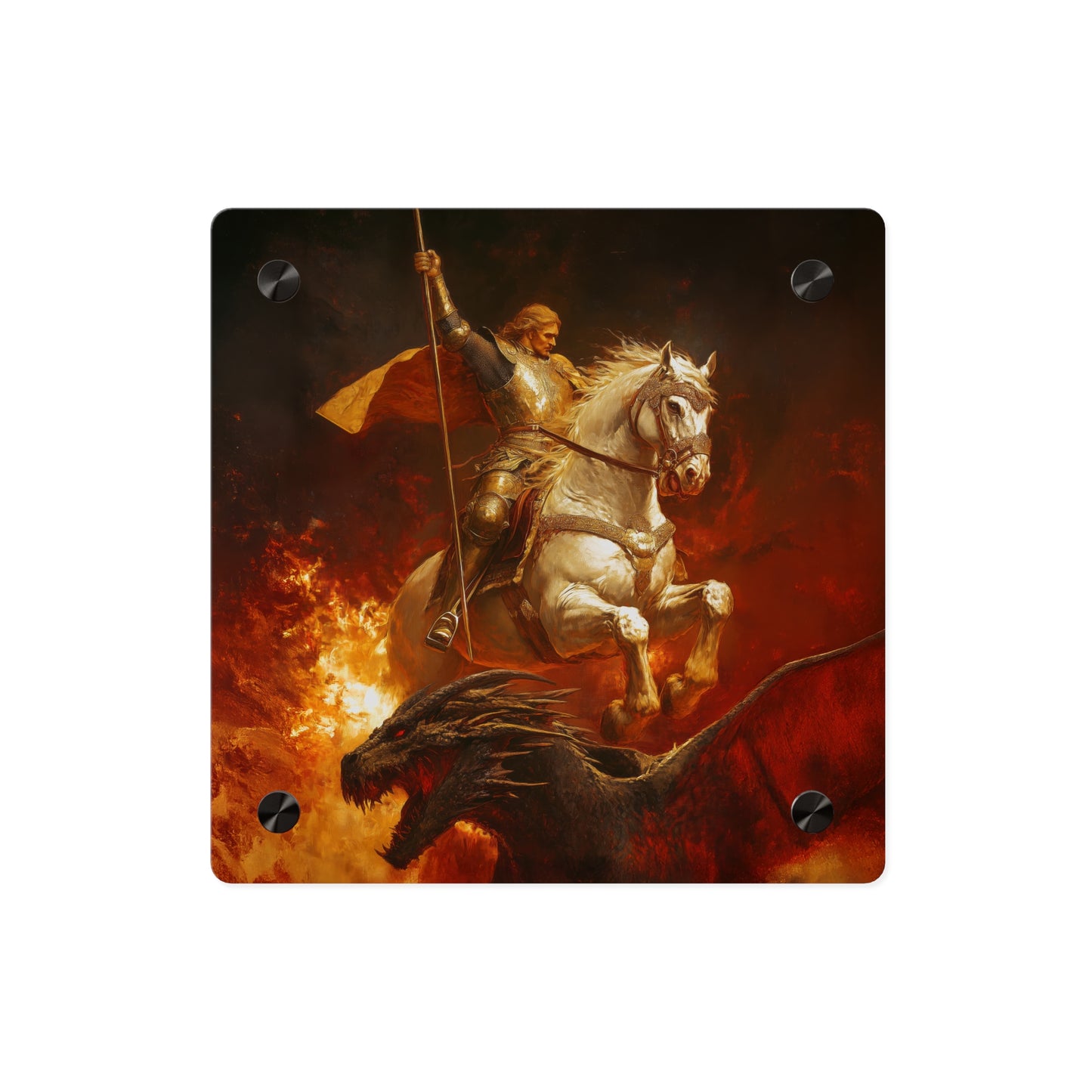 Saint George Wall Art Panel - Ready to Hang Acrylic Print - Catholic Saint Art - Patron Saint Print - No Frame needed
