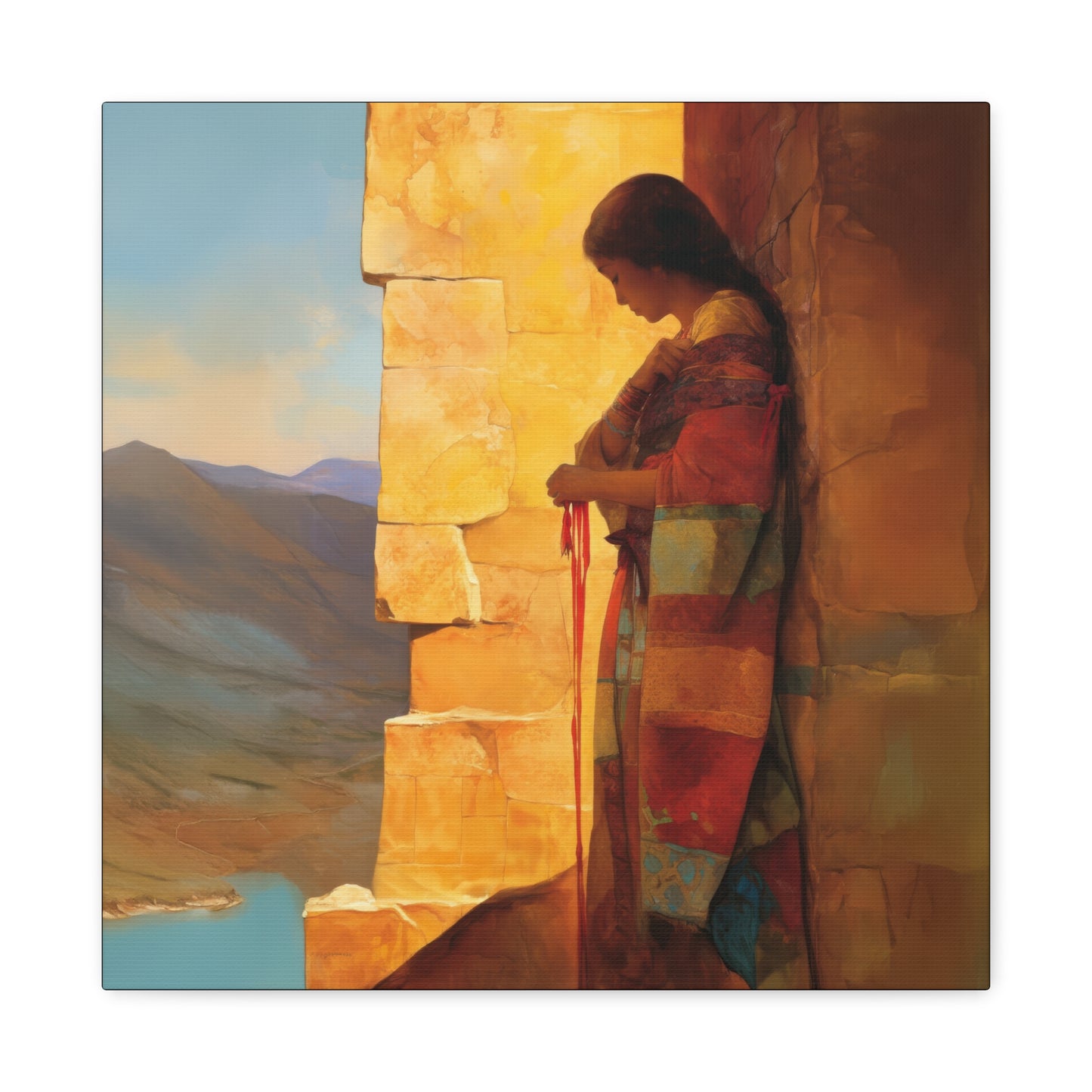 A Thread Through the Line of Christ - Rahab Museum Wrapped Canvas - Sanctified Souls Print -Based on Klimt's The Kiss