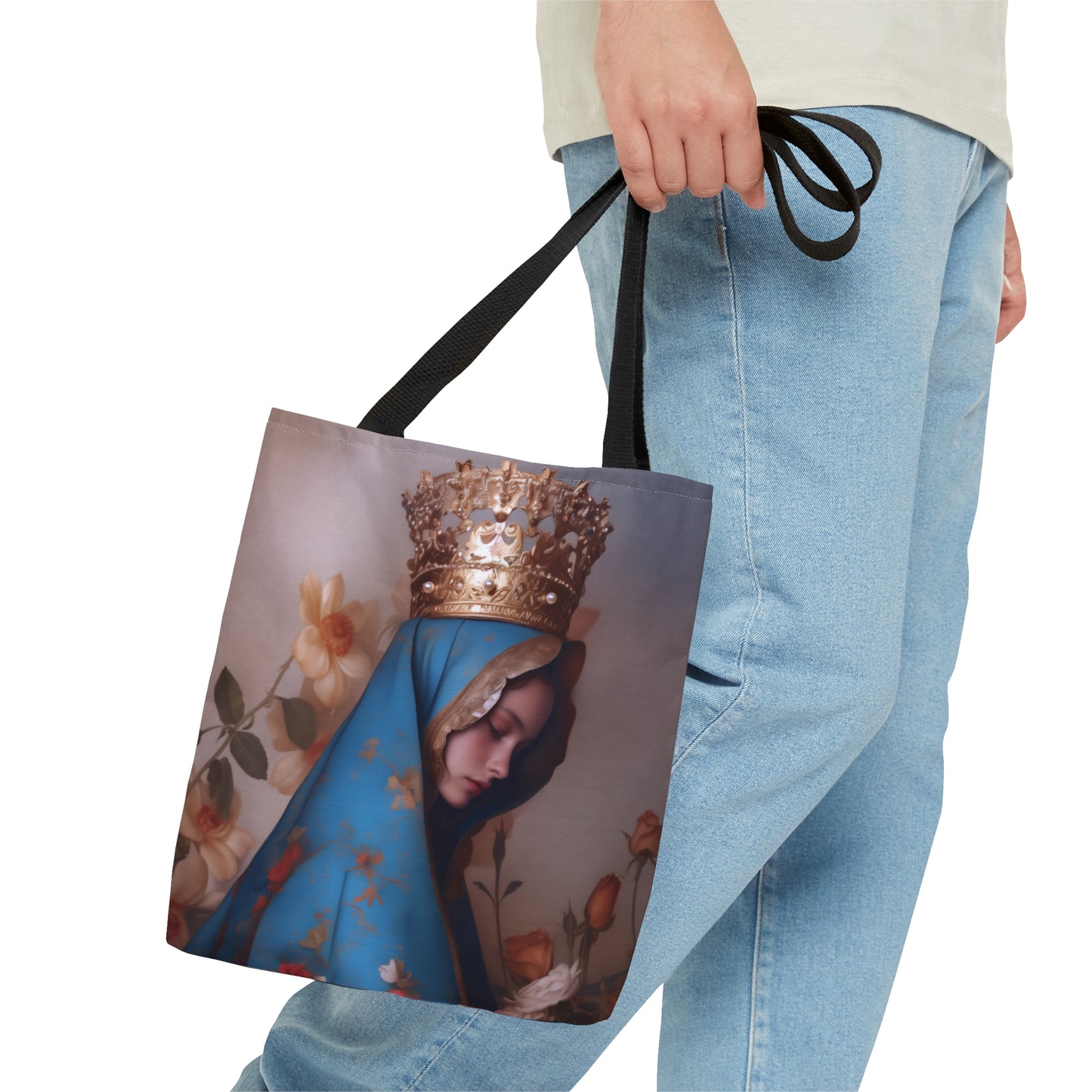 Our Lady of the Roses - Tote Bag - Large Medium Small Faith Art Bag - Catholic Faith Purse - Mother Mary