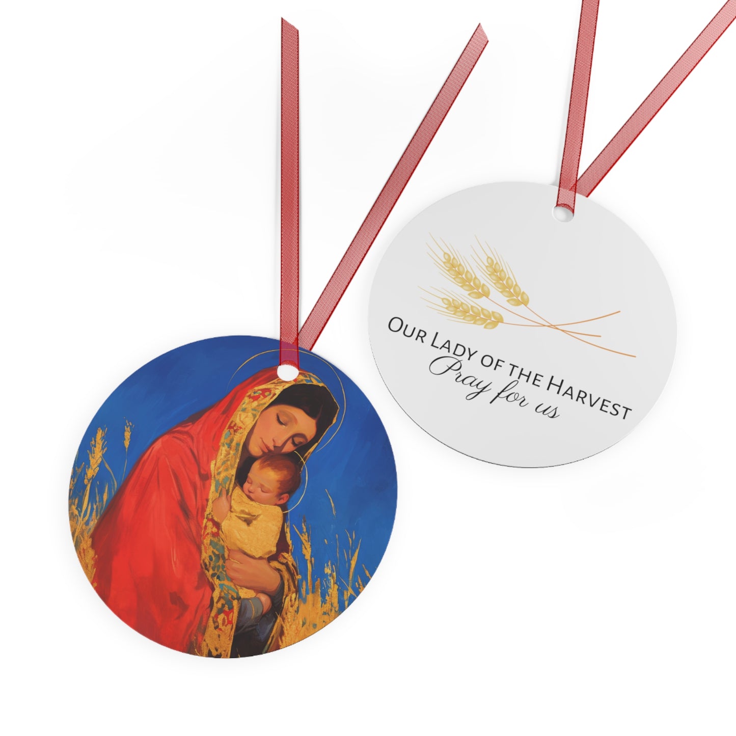 Our Lady of the Harvest Metal Ornament - Religious Holiday Christmas Ornament and Keepsake - Prayer Ornament