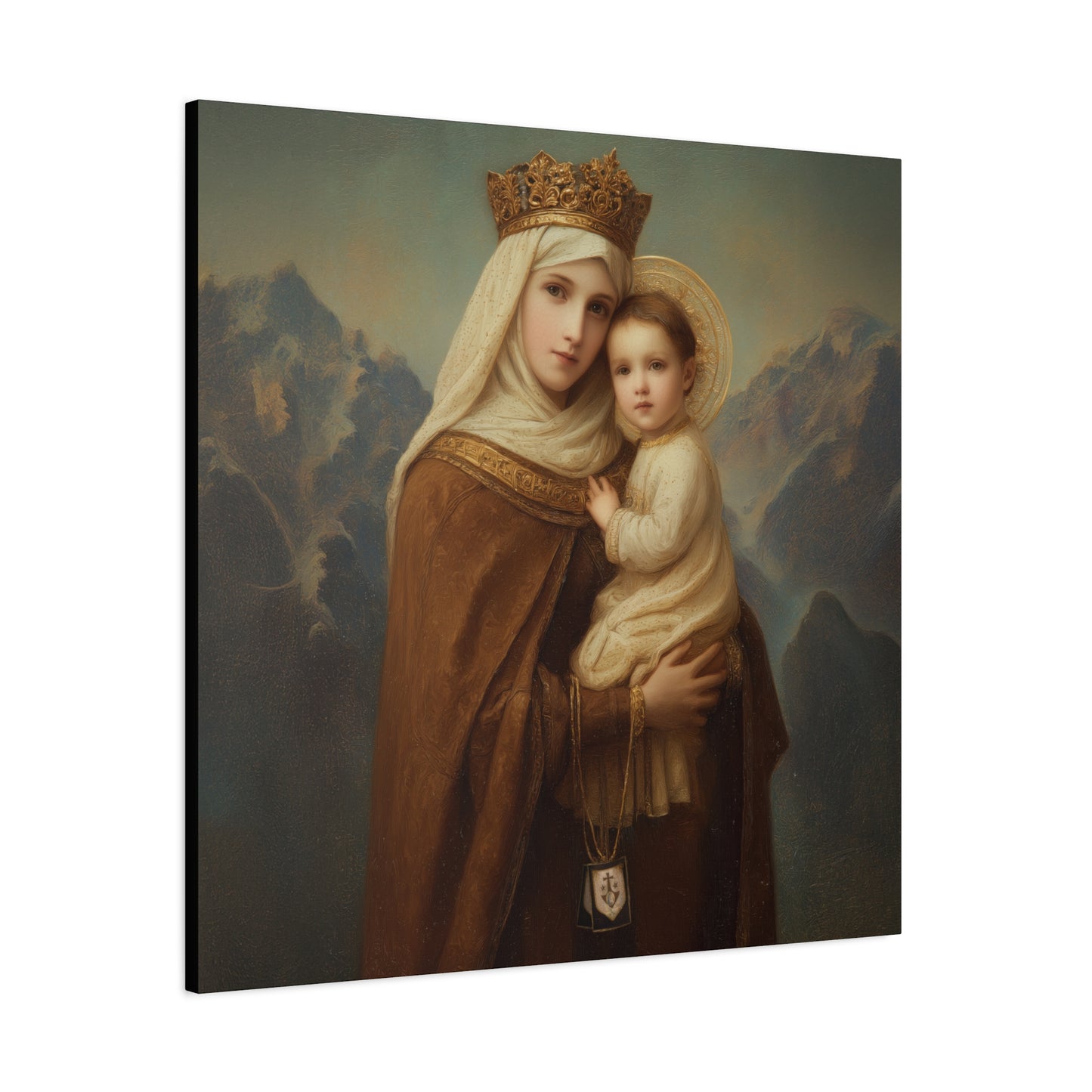 A Cord Between Heaven and Earth - Our Lady of Mount Carmel Wrapped Canvas Print - Multiple Sizes - Catholic Home art Matte Canvas, Stretched