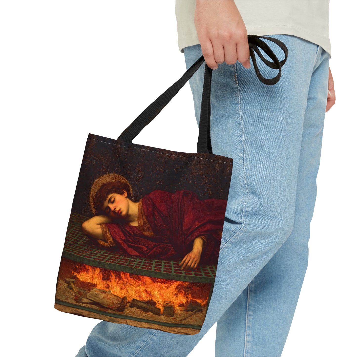 Saint Lawrence - Tote Bag - Large Medium Small Faith Art Bag - Bible Study Faith Purse - Double Sided