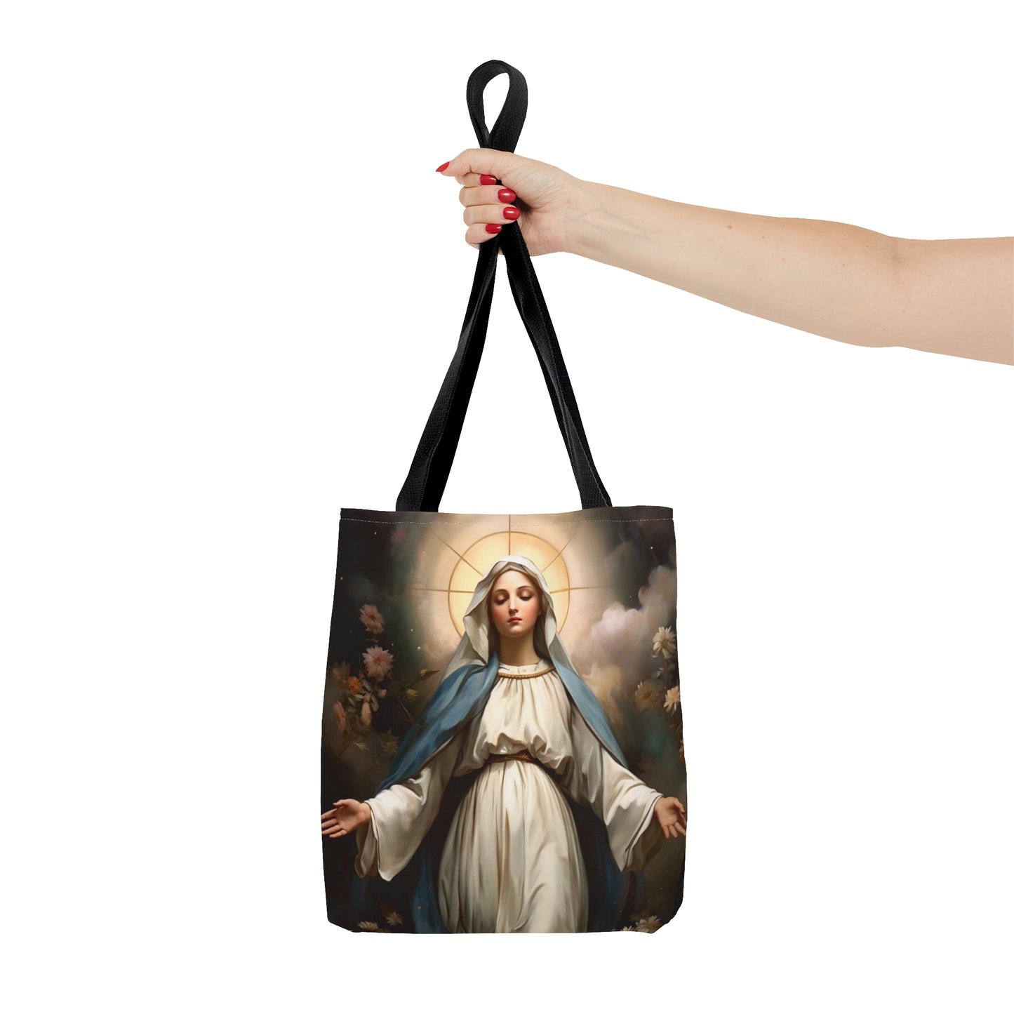 Ethereal Beauty - The Immaculate Mother Mary Tote Bag - Large Medium Small Faith Art Bag - Re usable Tote Purse - Double Sided