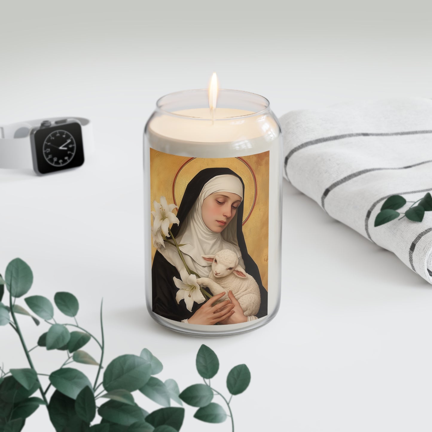 Saint Agnes of Montepulciano - Scented Prayer Candle, 13.75oz - Candle - Catholic Art - prayer room Scented Candle - Religious gift