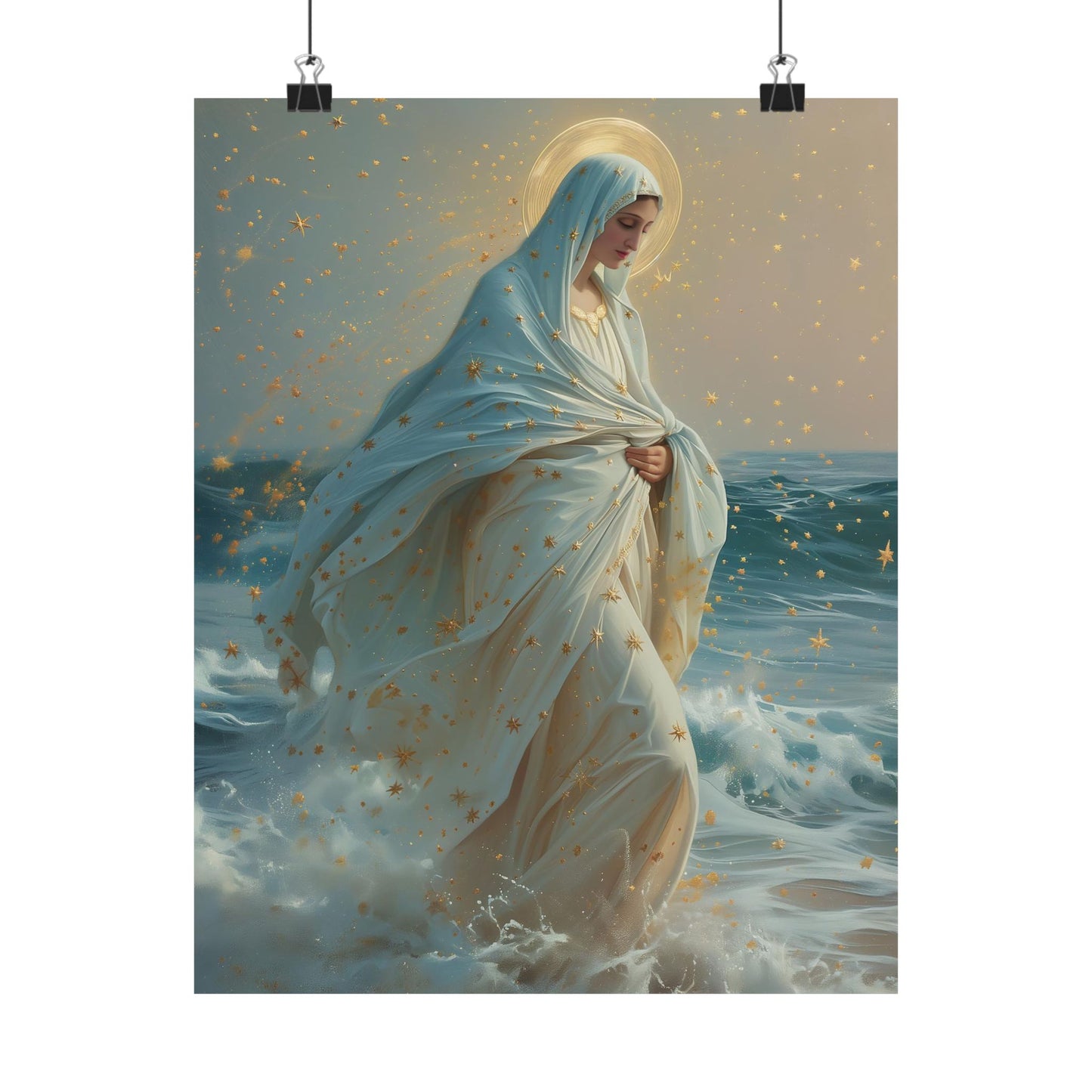 Guiding Light - Our Lady, Star of the Sea Oval Necklace - Sanctified Souls - Multiple Sizes - Premium Matte Posters - Religious Art Poster