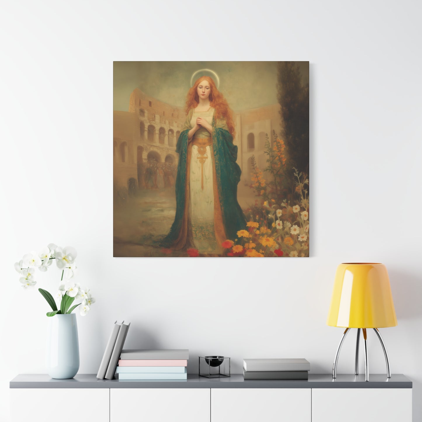 Saint Justina - Multiple Sizes - Catholic Home art - Museum Wrapped Canvas - Sanctified Souls Print - Catholic Martyr Art