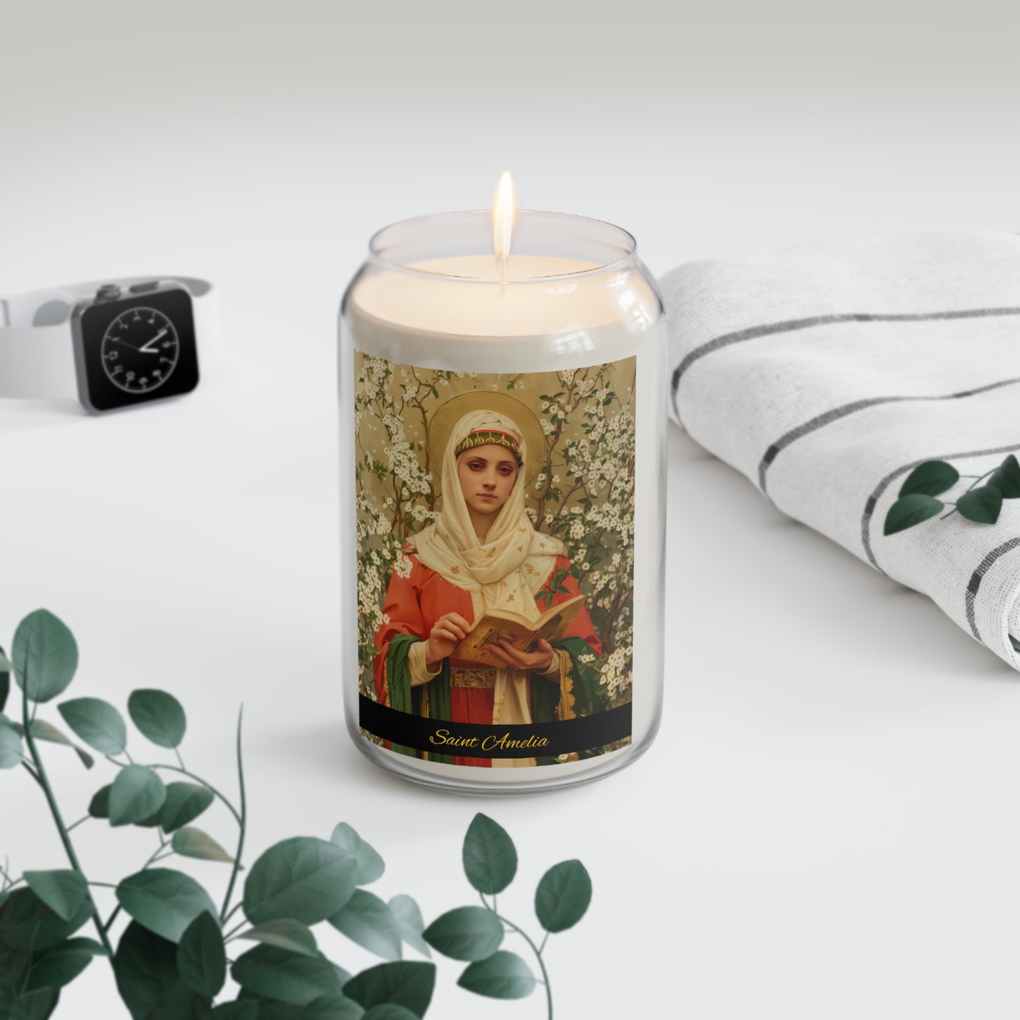 Saint Amelia / Saint Amalberga - Scented Prayer Candle, 13.75oz - Candle - Catholic Art - prayer room Scented Candle