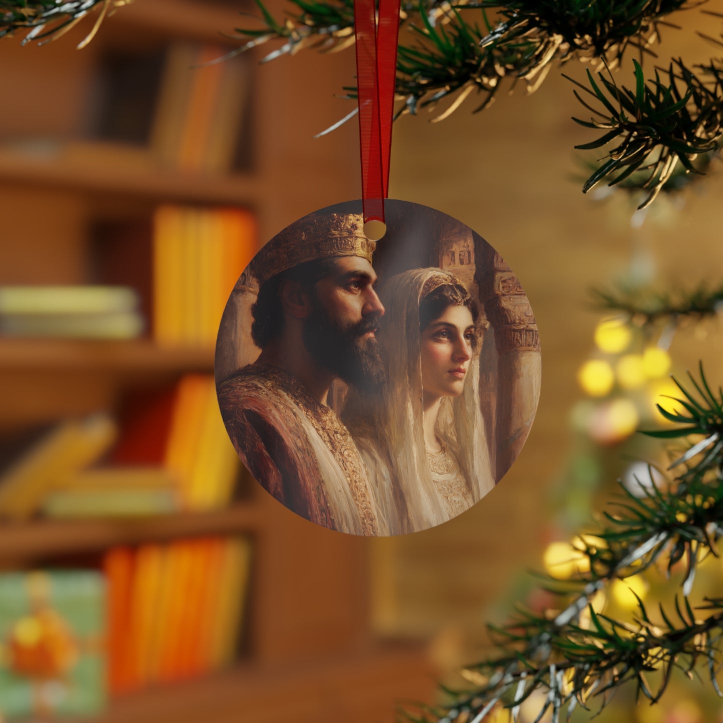 King Xerxes and Queen Esther - Metal Ornament - Religious Holiday Christmas Ornament and Keepsake