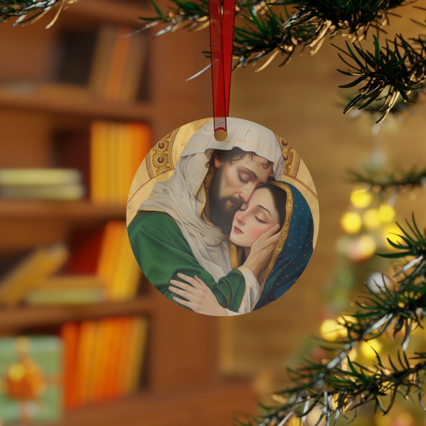 Saints Aquila and Priscilla Metal Ornament - Religious Holiday Christmas Ornament and Keepsake - Double sided