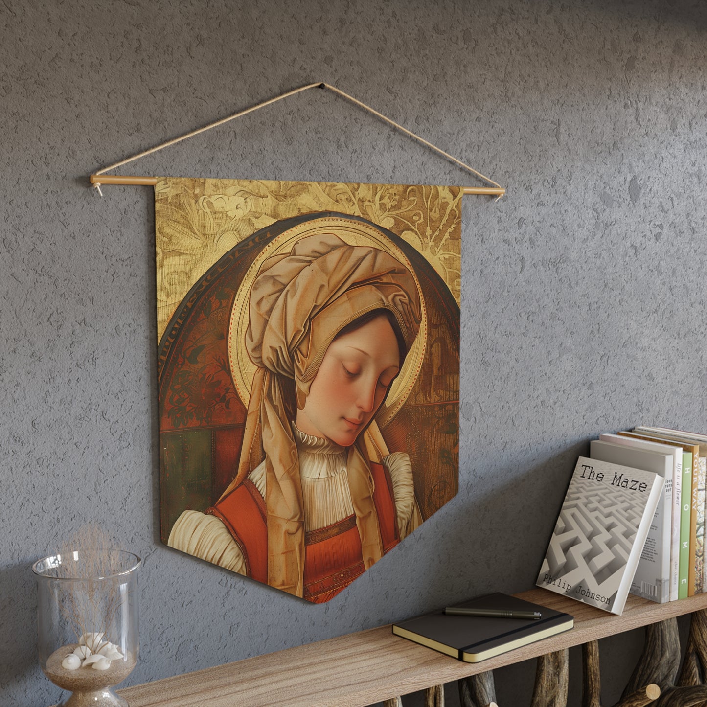 Saint Anne Line Wall Banner / Wall Hanging - Prayer room art - Catholic - Large Saint Art - 18" x 21" - Anna Line - Prayer Room Print