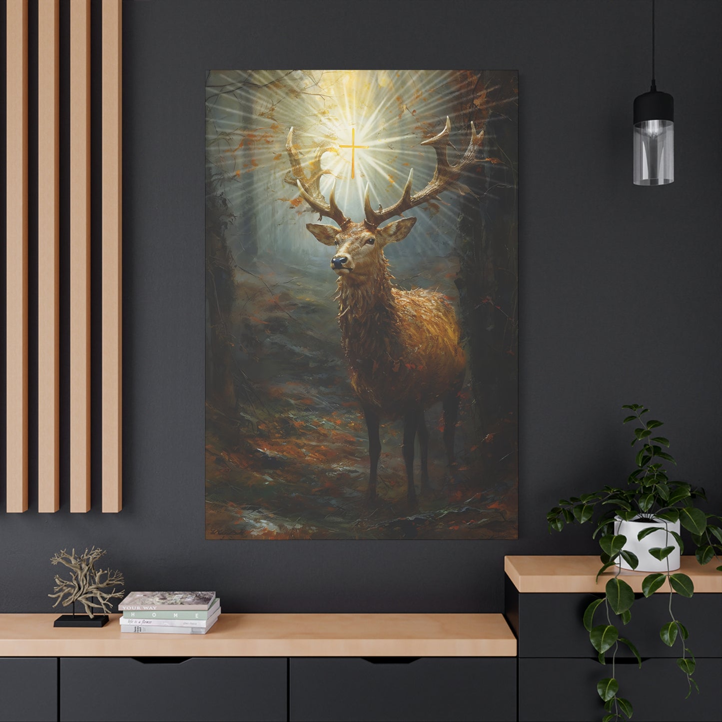The Stag of Saint Hubert / Saint Hubertus Stag - Museum Wrapped Canvas - Sanctified Souls Print - Religious Art for your Home
