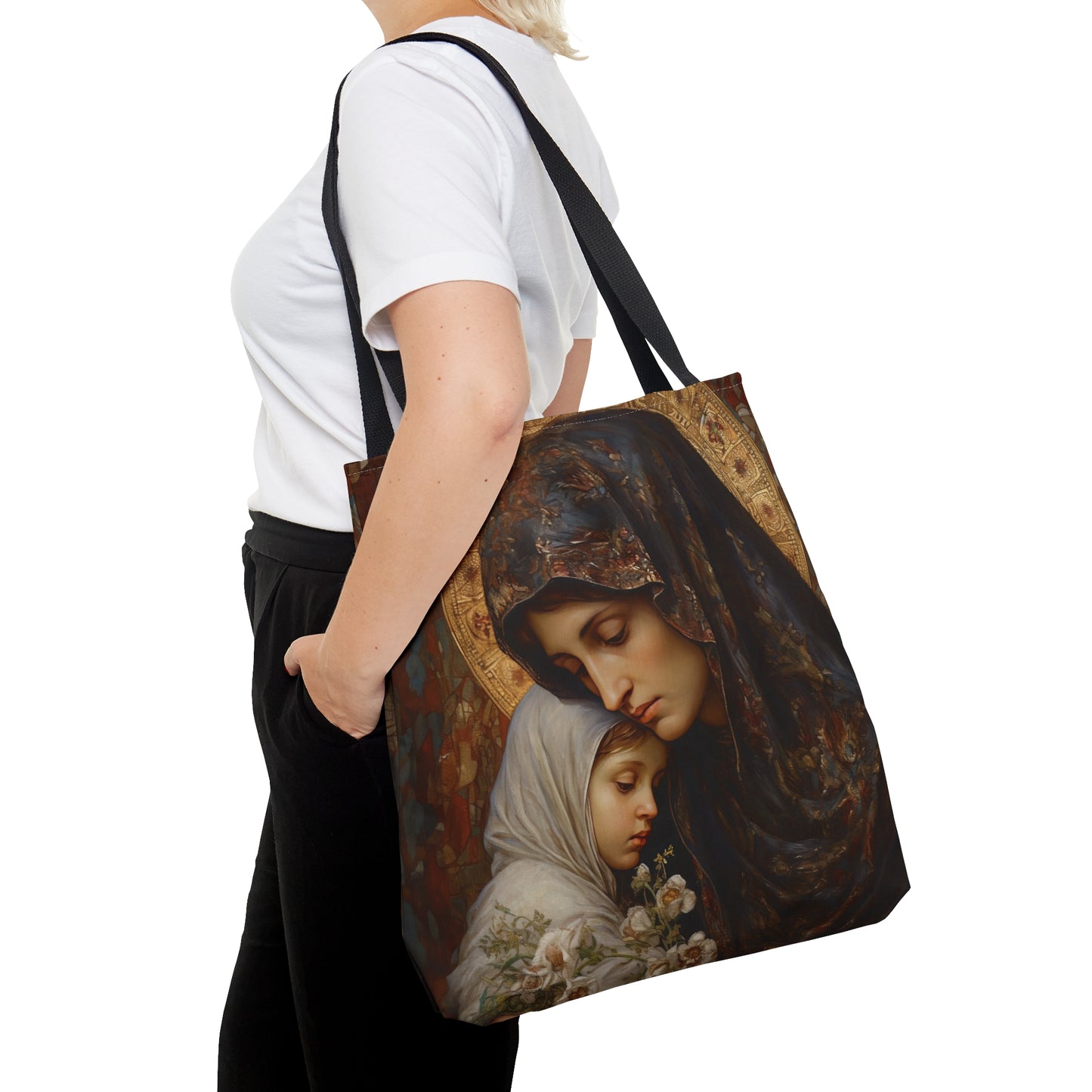 Mary, Mother of God - Protectress of Families Tote Bag - Large Medium Small Faith Art Bag - Catholic Faith Purse - Religious Carry All