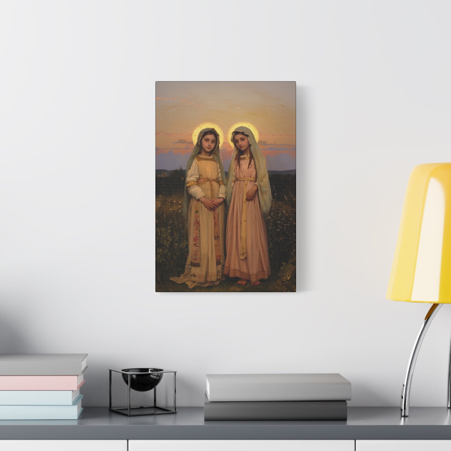 Saints Nunilo and Alodia - Museum Wrapped Canvas - Print - Religious Art for your Home - Christian print - Prayer Room Catholic Saint