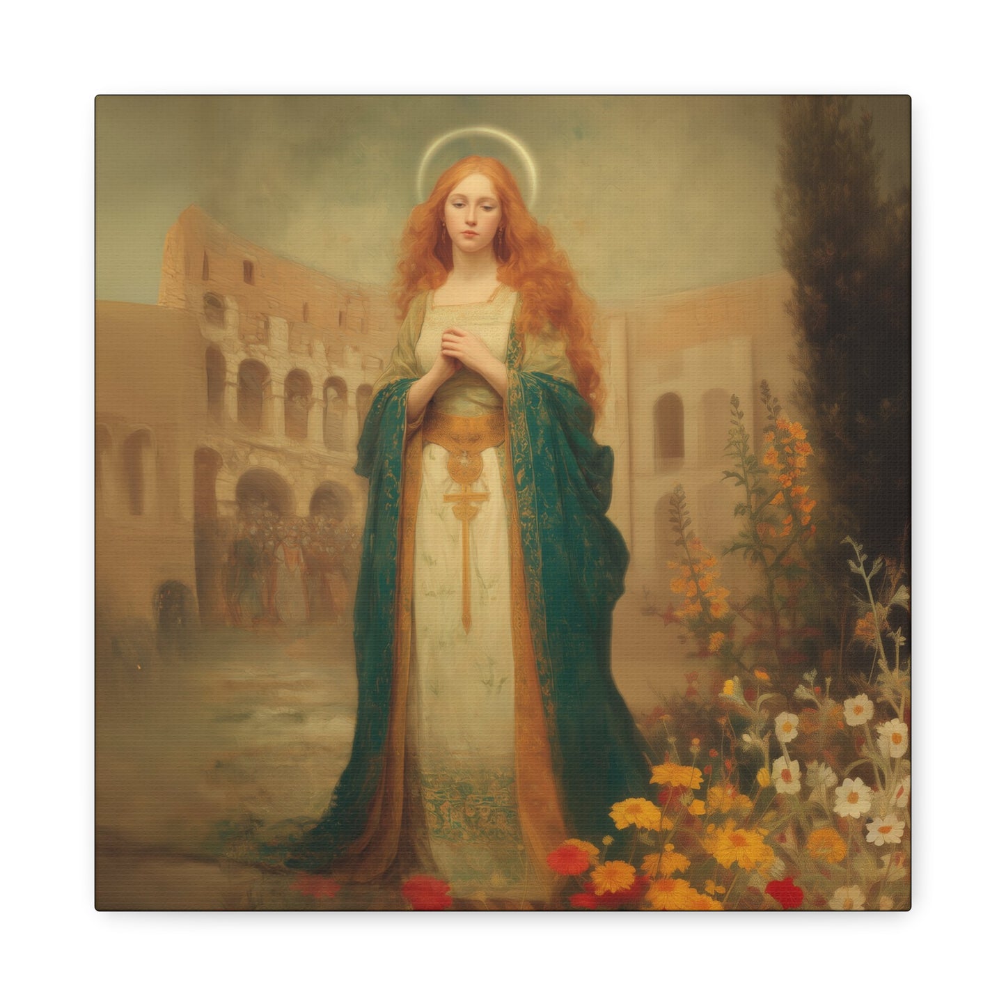 Saint Justina - Multiple Sizes - Catholic Home art - Museum Wrapped Canvas - Sanctified Souls Print - Catholic Martyr Art
