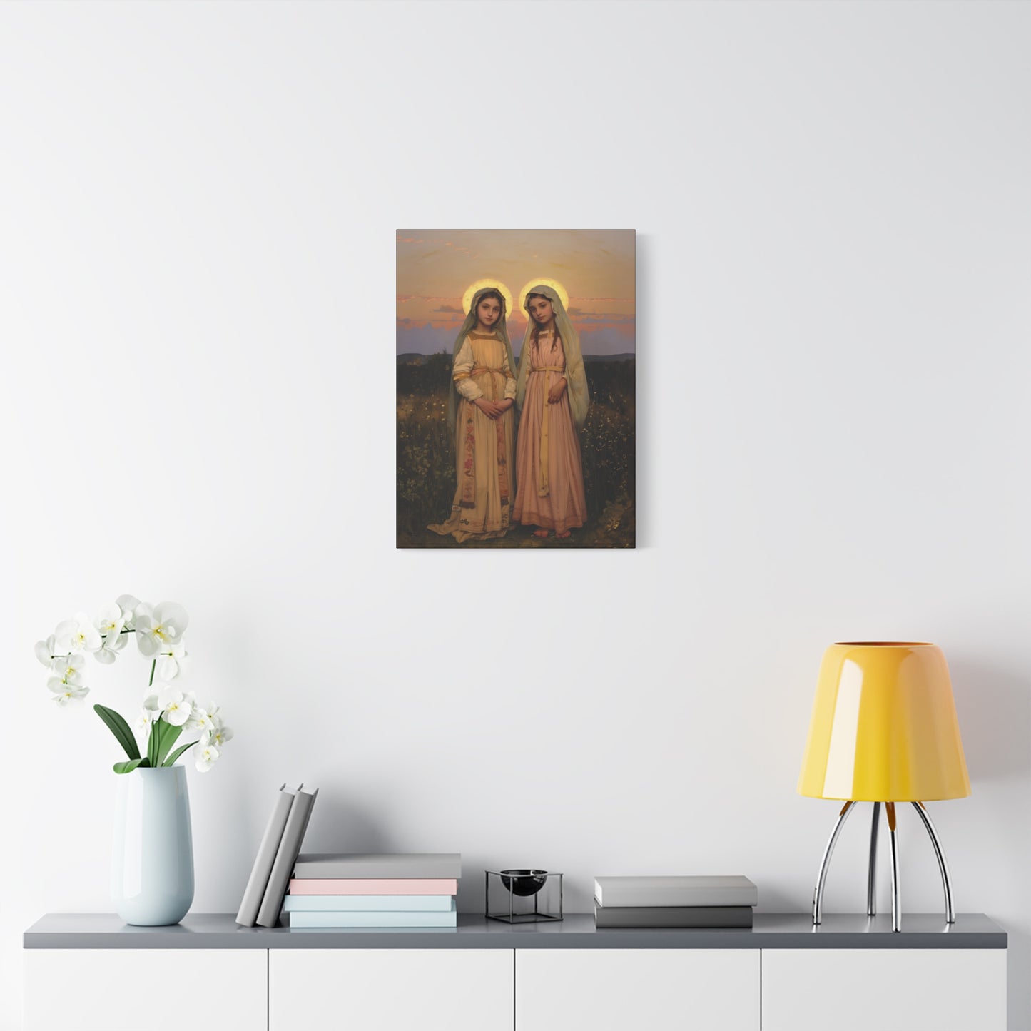 Saints Nunilo and Alodia - Museum Wrapped Canvas - Print - Religious Art for your Home - Christian print - Prayer Room Catholic Saint