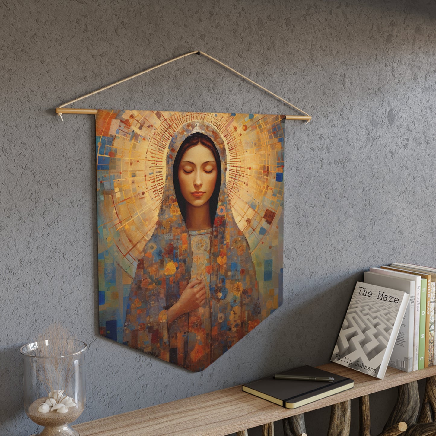 the Virgin of the Americas Wall Banner / Wall Hanging - Our Lady of Guadalupe - Prayer room - Catholic - Saints - Large Print - 18" x 21"
