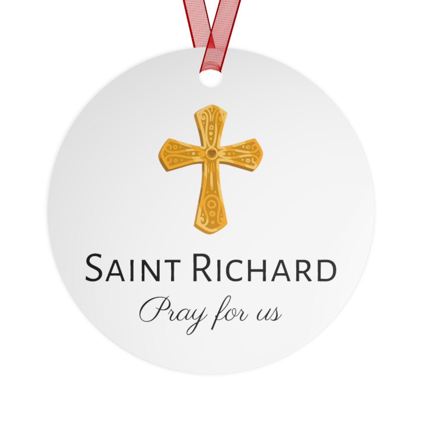 Saint Richard the Pilgrim / Richard of Wessex Metal Ornament - Religious Holiday Christmas Ornament and Keepsake - Double sided