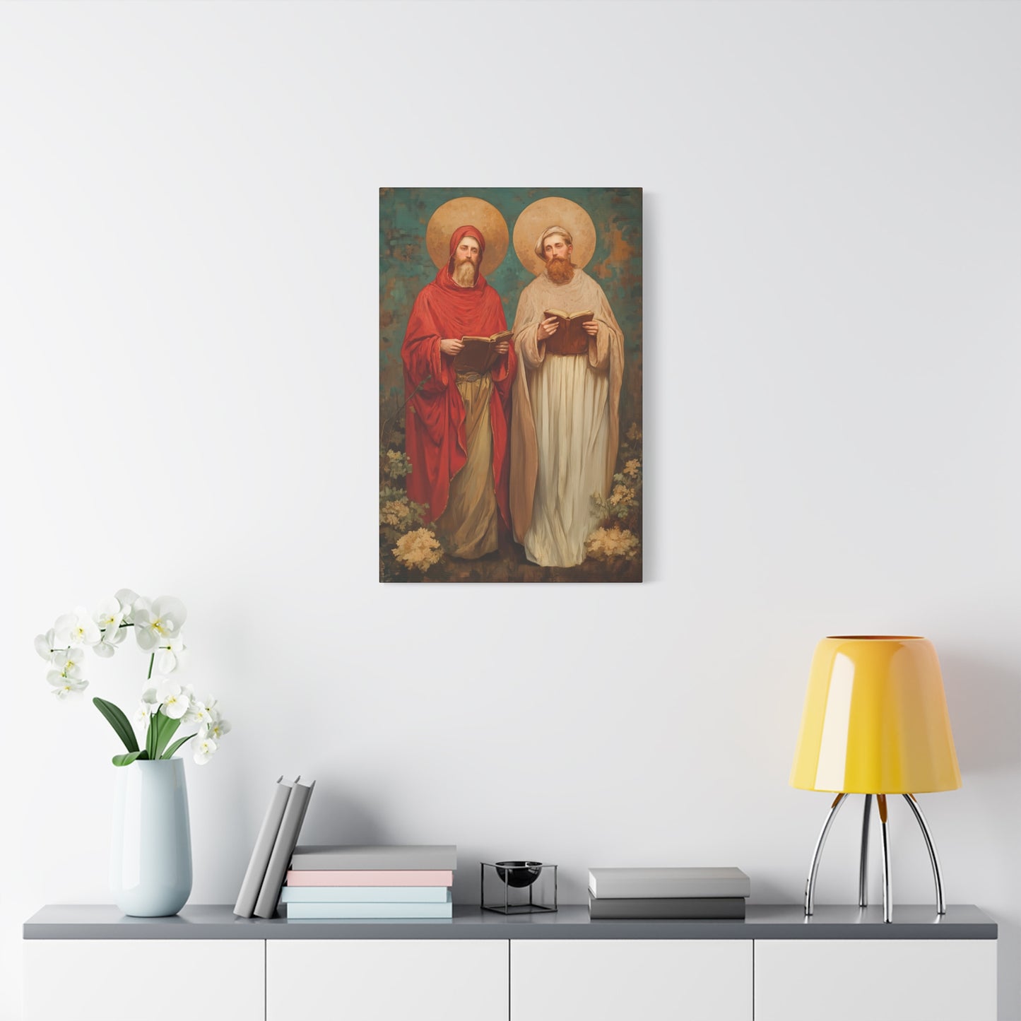 Saints Cosmas and Damian - Multiple Sizes - Catholic Home art - Museum Wrapped Canvas - Sanctified Souls Print - Catholic Martyr Art