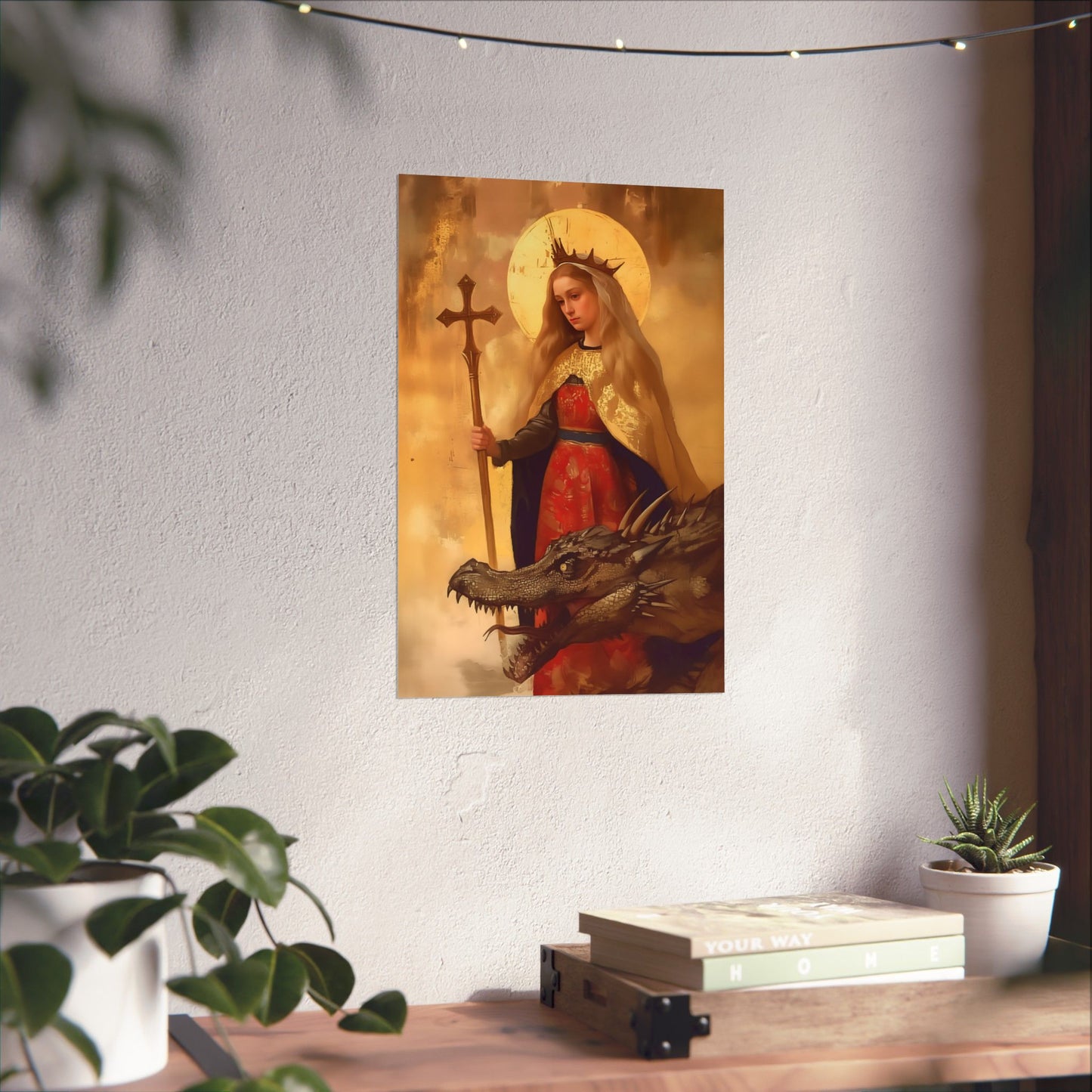 Saint Margaret of Antioch - Sanctified Souls Print - Multiple Sizes - Premium Posters - Catholic Art - Christian painting