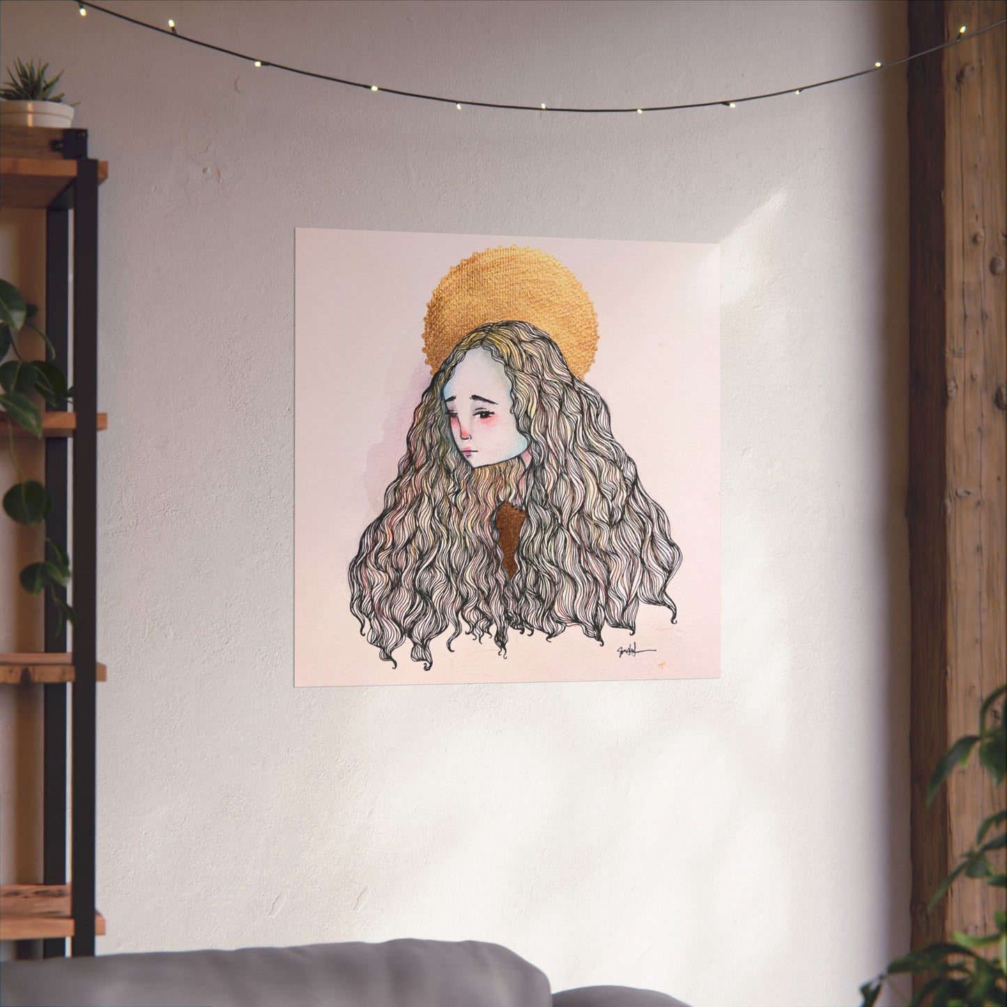Saint Philomena Poster Print - Hand-Drawn Catholic Art Print | Christian Devotional Wall Art | Sanctified Solocosmo Religious Poster