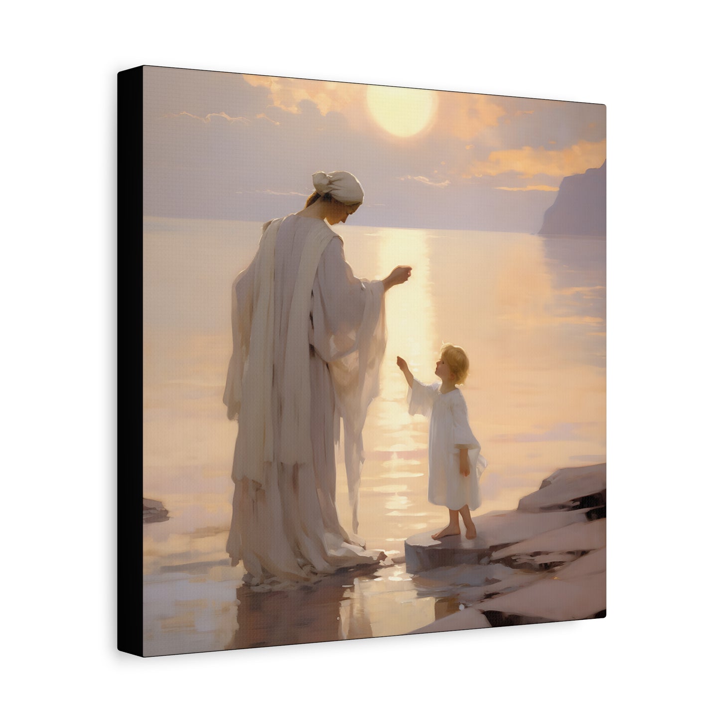Divine Maternal Grace Museum Wrapped Canvas - Sanctified Souls Print - Mother & Child Nursery Art - New Mother - Religious Art for Mothers