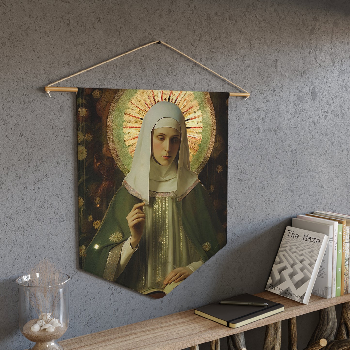 Saint Ingrid of Sweden Wall Banner / Wall Hanging - Prayer room art - Catholic Home Art - Large Saint Art - 18" x 21"