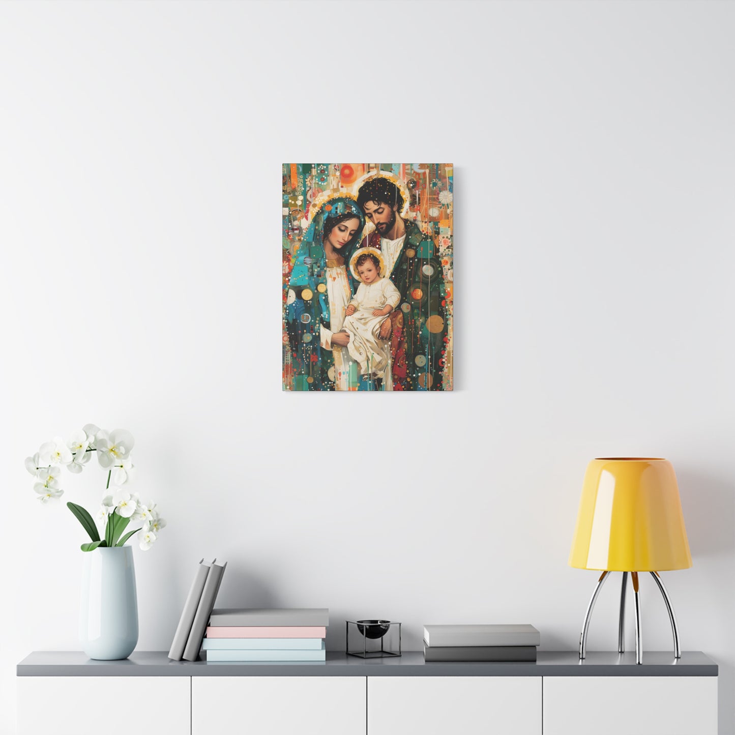 Eternal Light - Mary, Joseph, and the Christ Child - Museum Wrapped Canvas - Sanctified Souls Print - Religious Art - Holy Family Art