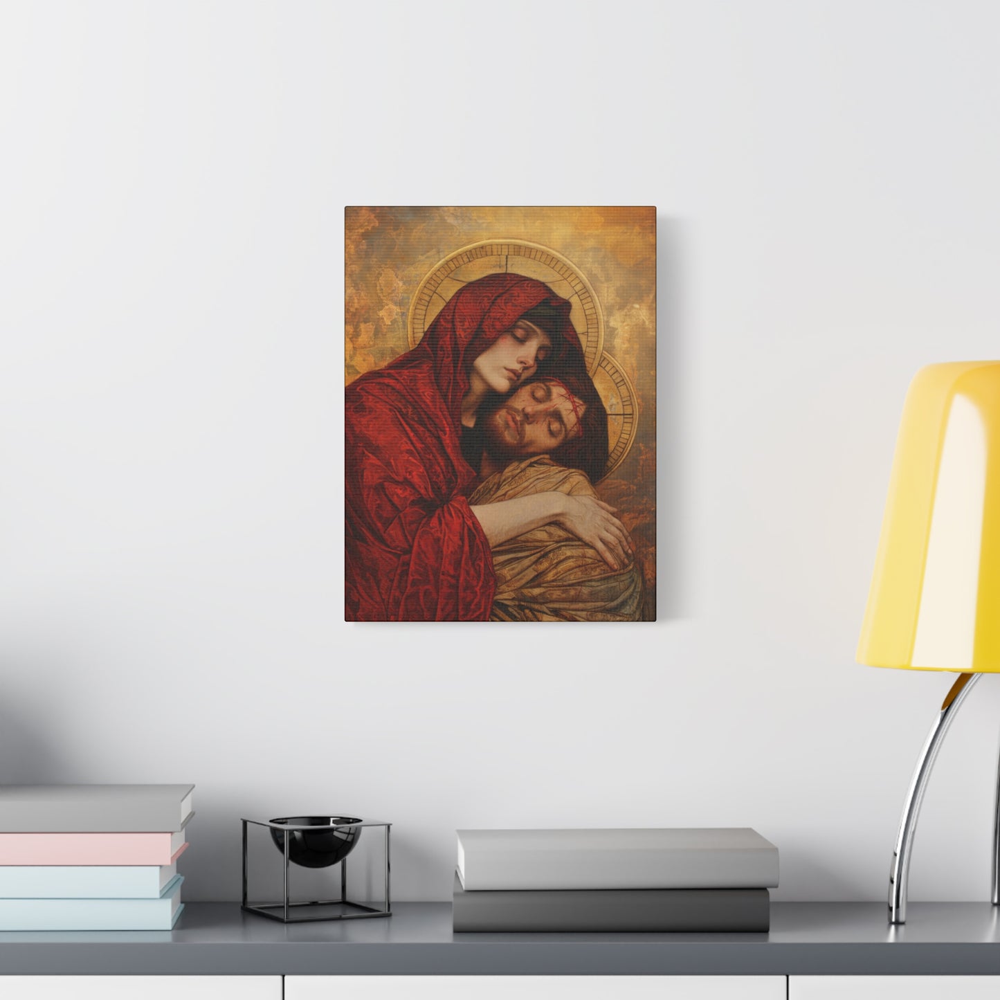 Eternal Sorrow - Mary's Mourning Beneath the Cross - Museum Wrapped Canvas - Print - Religious Art for your Home - Christian print