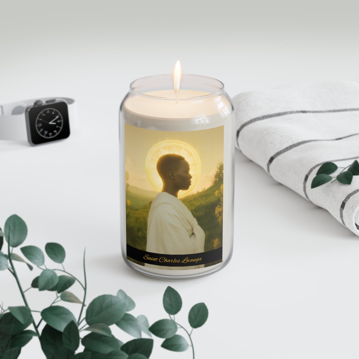 Saint Charles Lwanga - Scented Prayer Candle, 13.75oz - Candle - Catholic Art - prayer room Scented Candle - Religious Saint