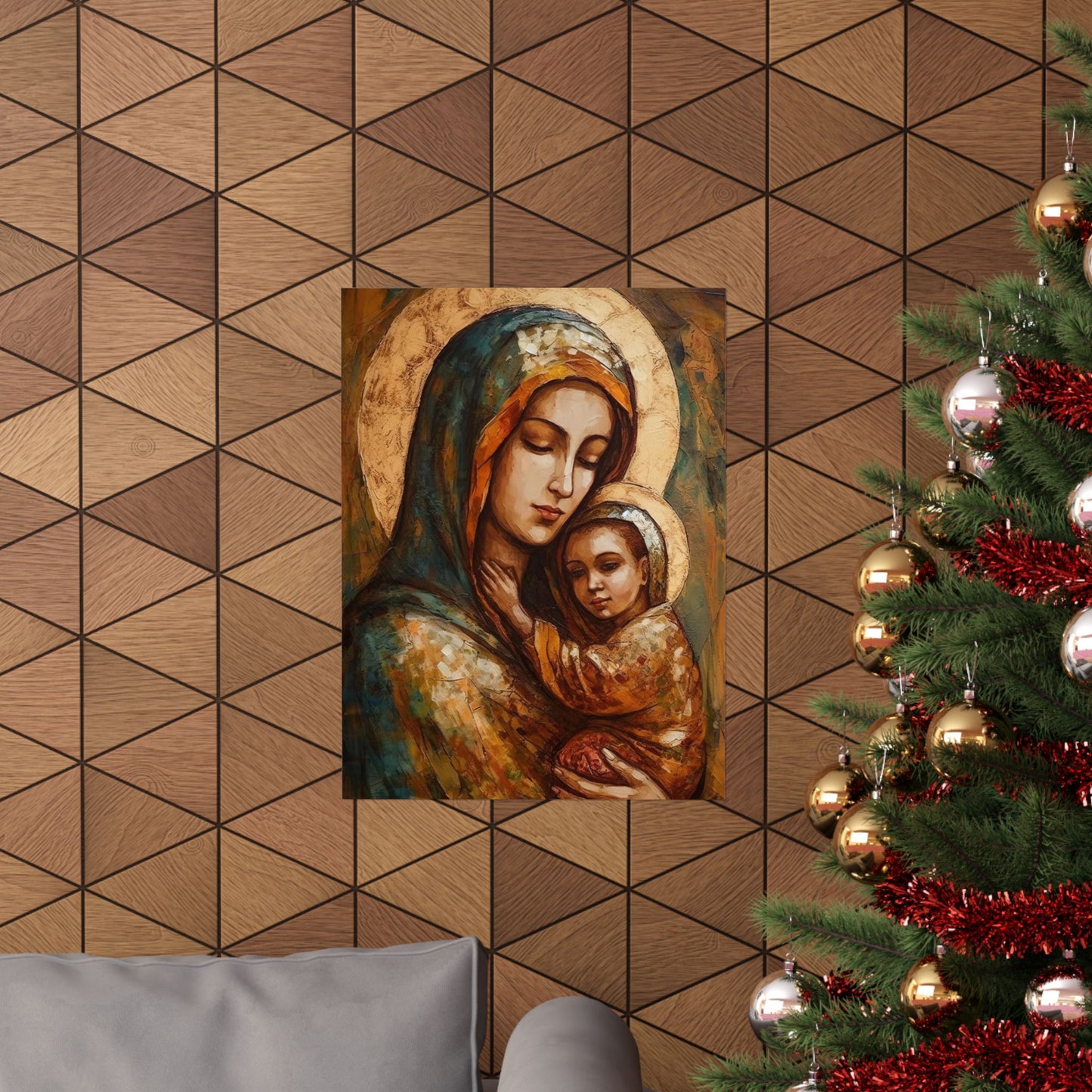 Mother's Blessing - Virgin Mary and the Christ Child - Multiple Sizes - Premium Matte Vertical Posters - Christ Child and Mother Mary