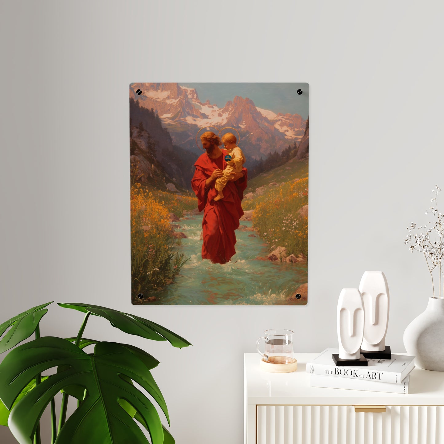 Saint Christopher Wall Art Panel - Ready to Hang Acrylic Print - Catholic Saint Art - Patron Saint Print - No Frame needed