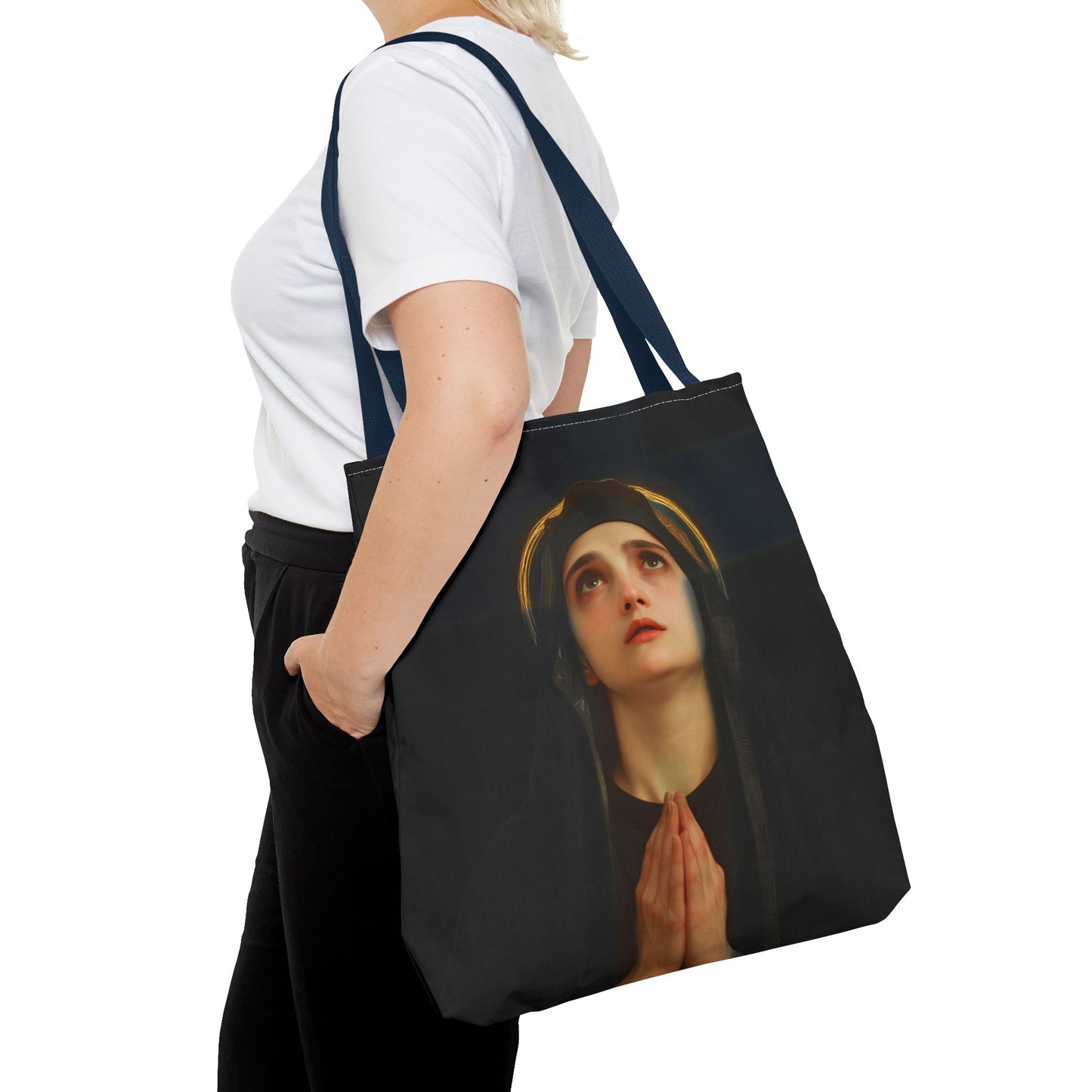 Our Lady of the Cross - Mother Mary - Our Lady of the Crucifix - Marian Art - Tote Bag - Large Medium Small Faith Art Bag - Tote Purse