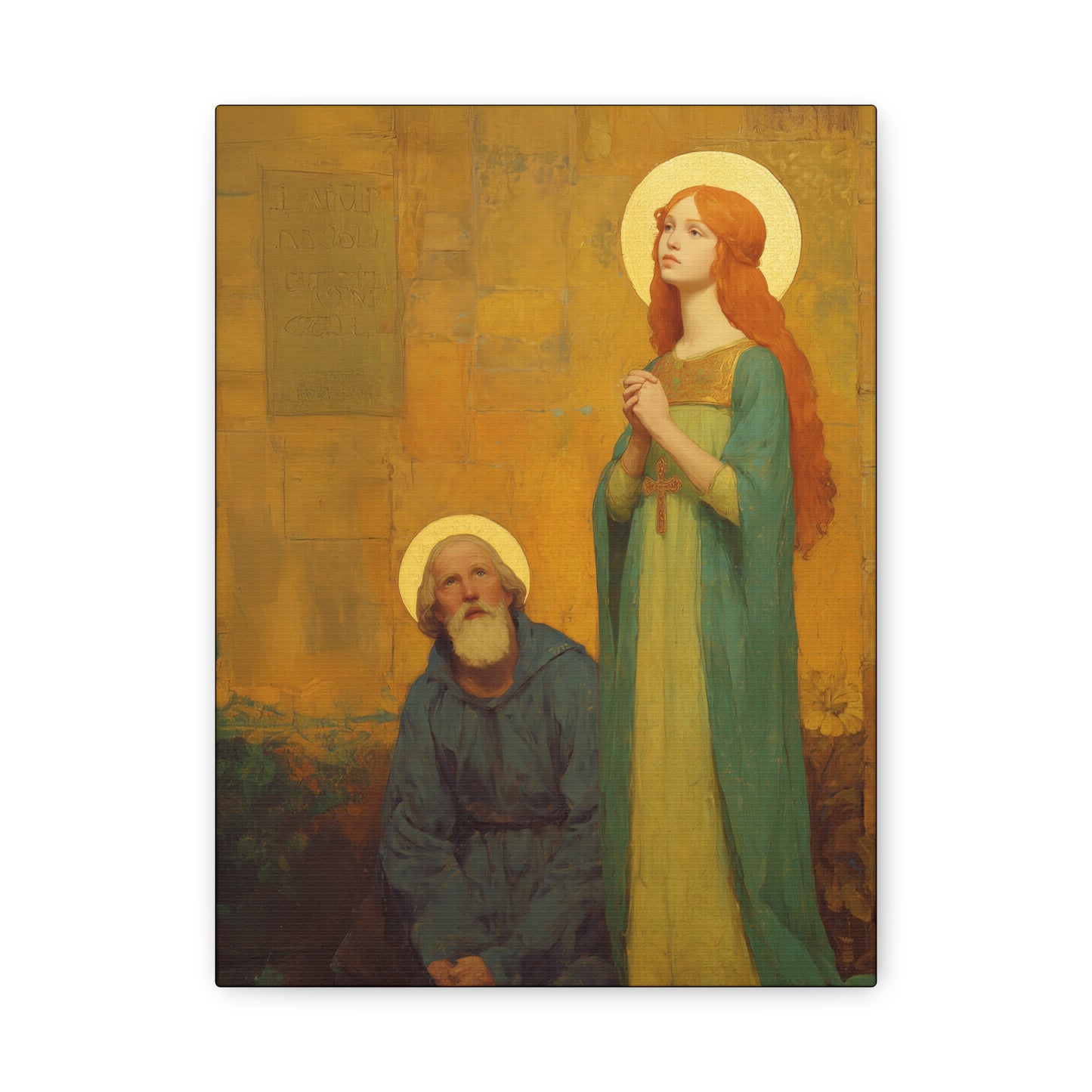 Saints Justina and Cyprian - Multiple Sizes - Catholic Home art - Museum Wrapped Canvas - Sanctified Souls Print - Catholic Martyr Art