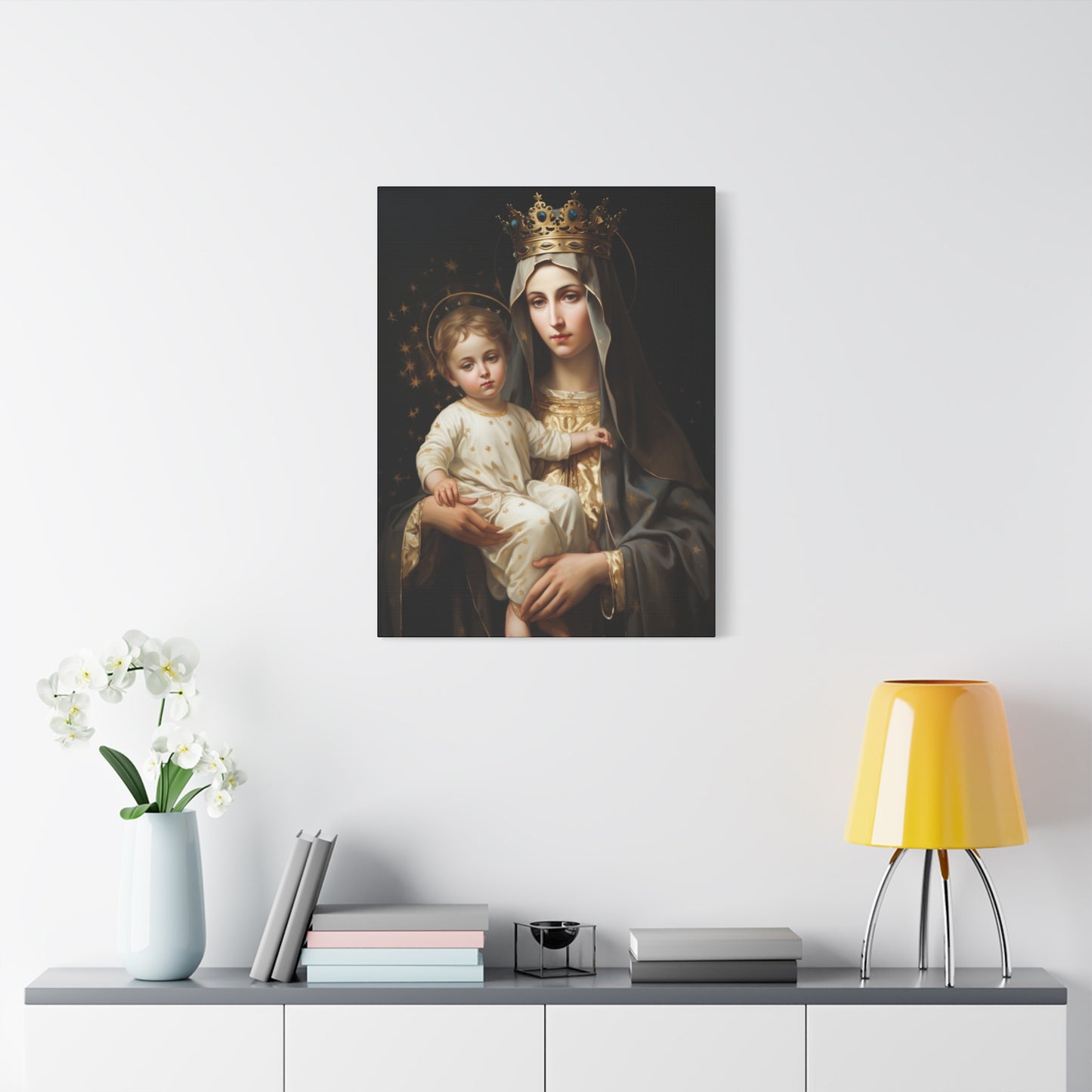 Our Lady of Mount Carmel - Museum Wrapped Canvas - Sanctified Souls Print - Mary the Blessed Virgin