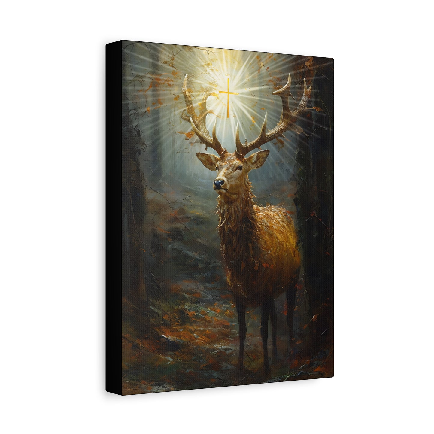 The Stag of Saint Hubert / Saint Hubertus Stag - Museum Wrapped Canvas - Sanctified Souls Print - Religious Art for your Home
