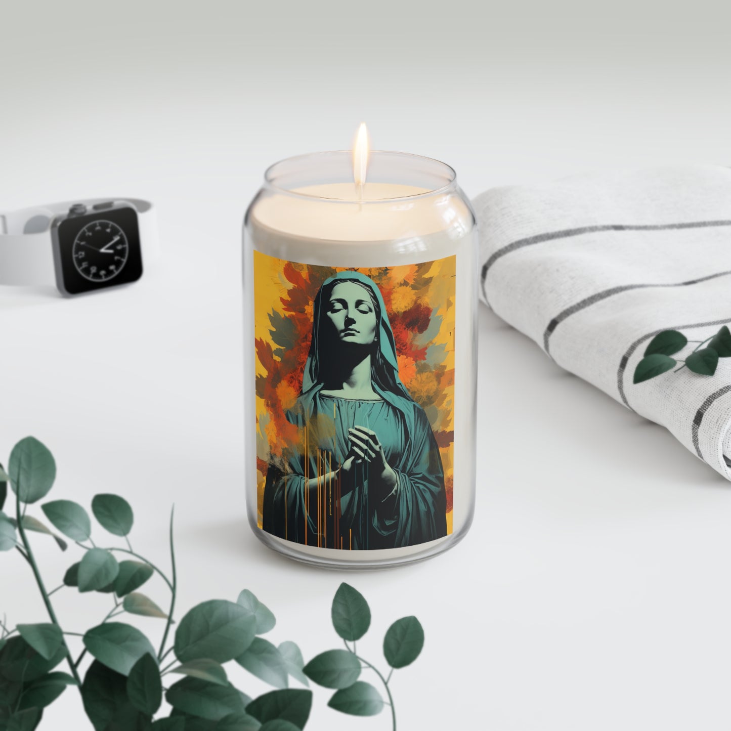 Virgin of Peace - Mother Mary Collage Art - Scented Prayer Candle, 13.75oz - Tall Size - Religious Prayer Candle - Catholic Art - Religious