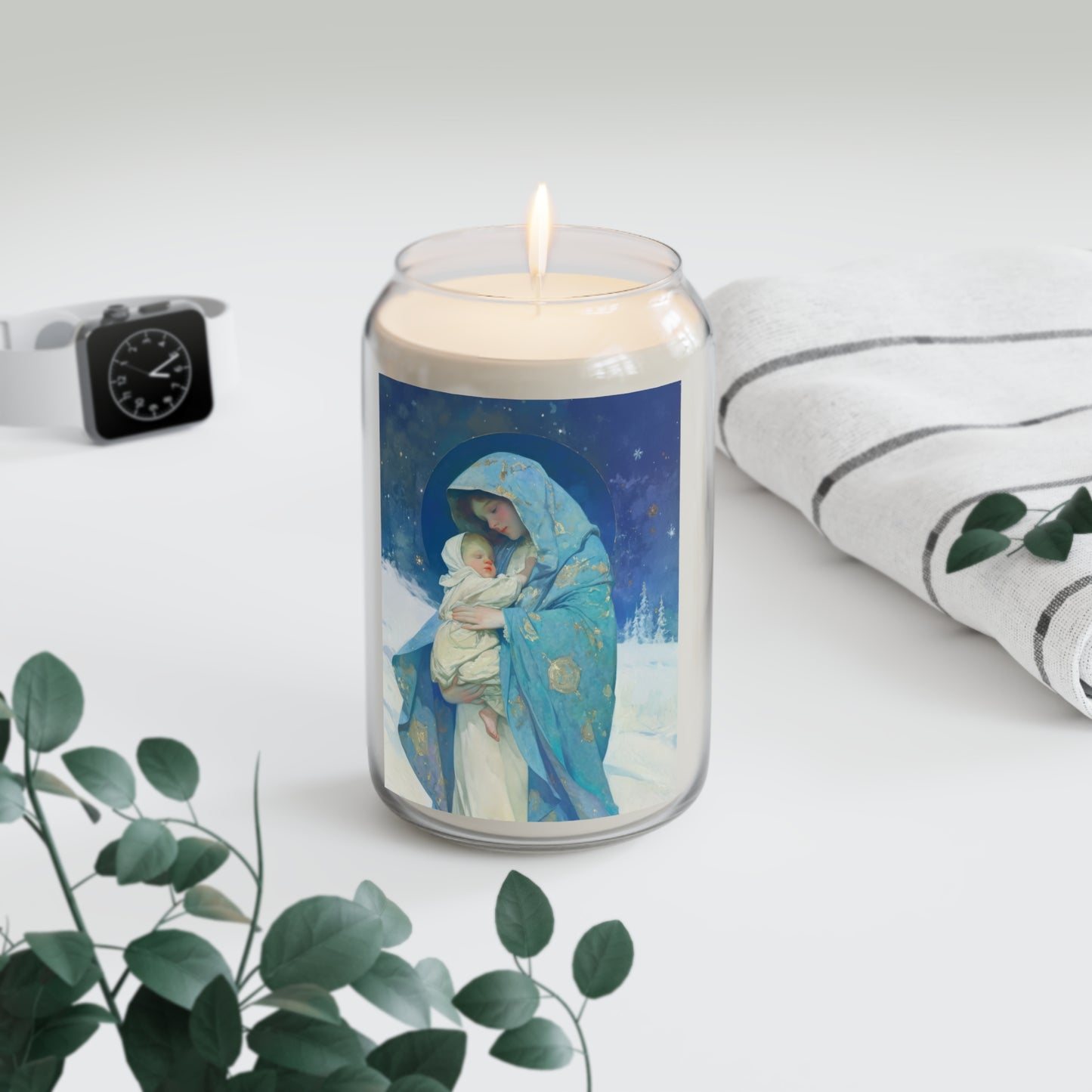 Snowfall of Grace: Our Lady's Blessing - Scented Prayer Candle, 13.75oz - Candle - Catholic Art - prayer room Scented Candle - Catholic Art