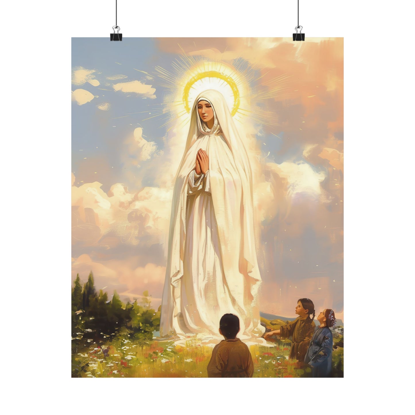 Our Lady of Fátima Poster Print - Sanctified Souls Print - Multiple Sizes - Premium Posters - Catholic Art for your home