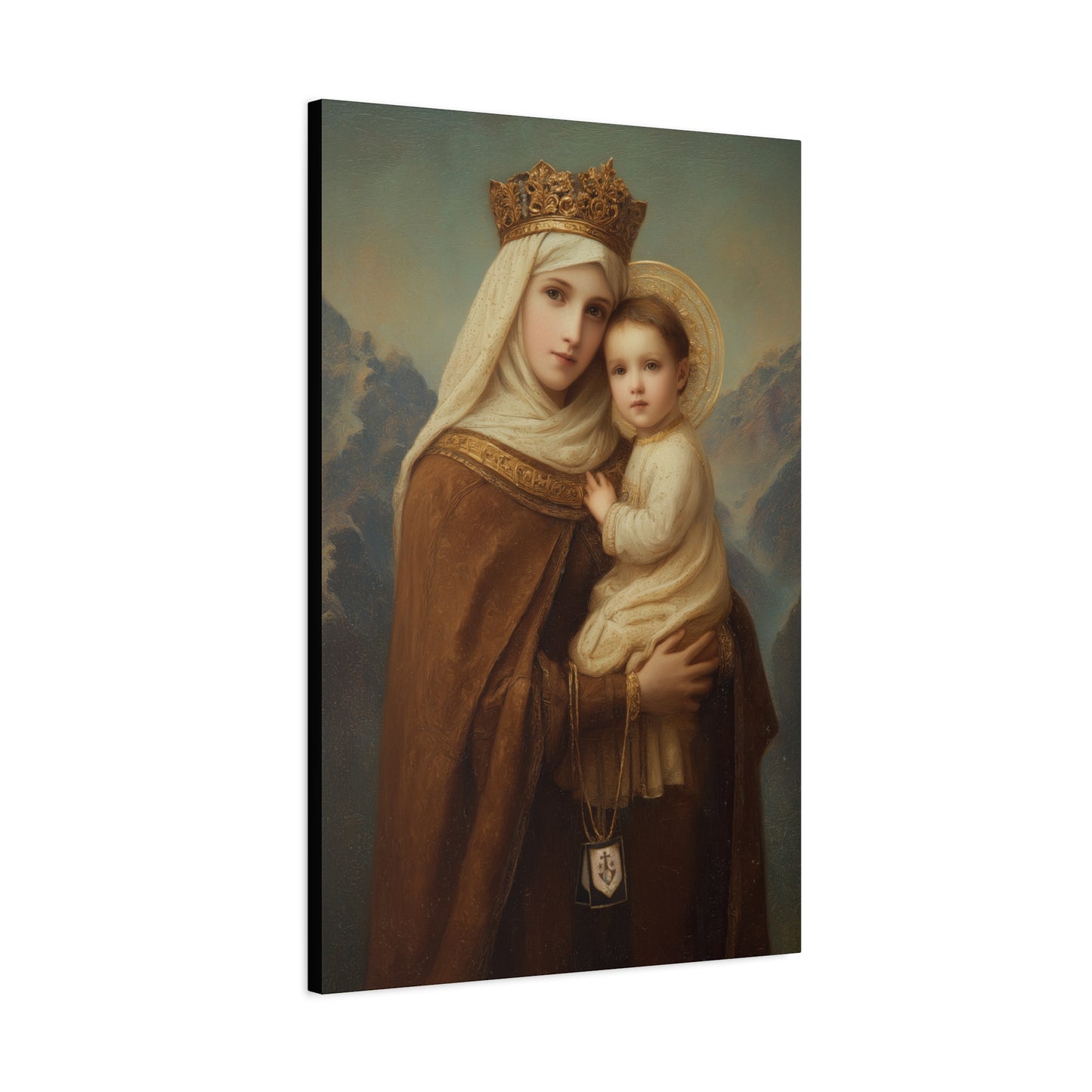 A Cord Between Heaven and Earth - Our Lady of Mount Carmel Wrapped Canvas Print - Multiple Sizes - Catholic Home art Matte Canvas, Stretched