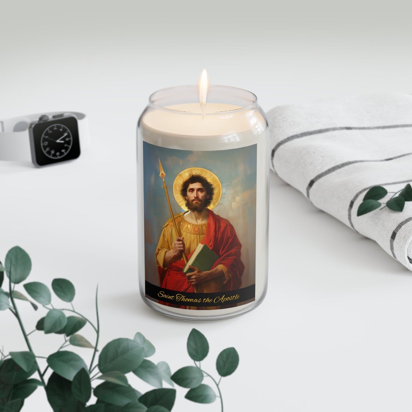 Saint Thomas the Apostle - Scented Prayer Candle, 13.75oz - Candle - Catholic Art - prayer room Scented Candle - Religious Gift