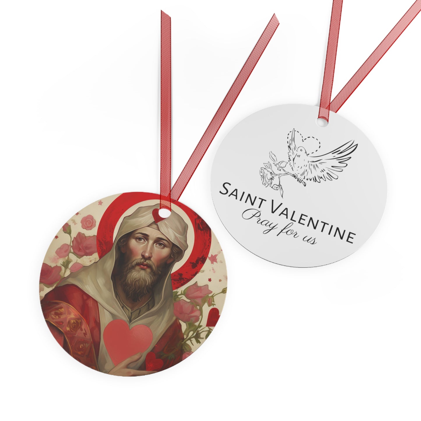 Saint Valentine - Religious Holiday Christmas Ornament and Keepsake - Double sided Keepsake Religious Ornament