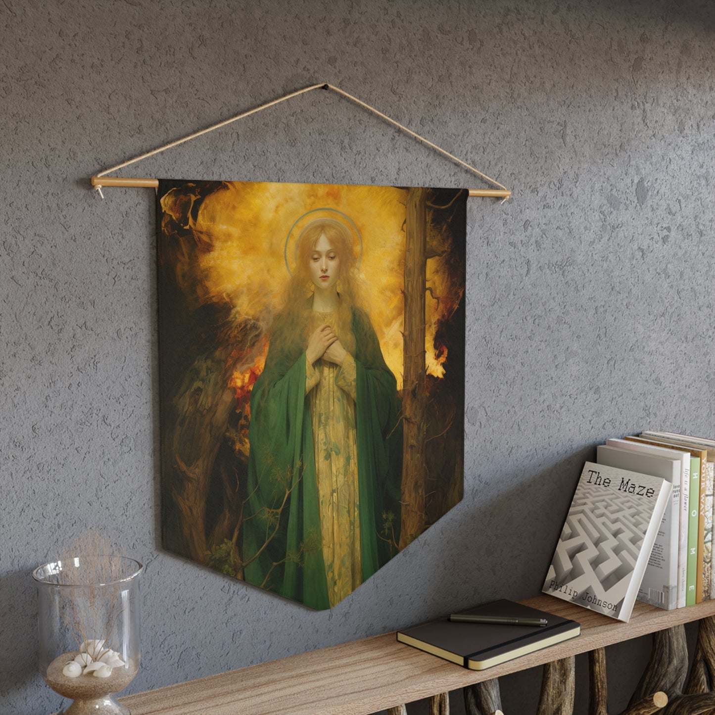 Saint Afra Wall Banner / Wall Hanging / Pennant - Religious Art - Prayer room - Catholic Art - Large Print - 18" x 21"