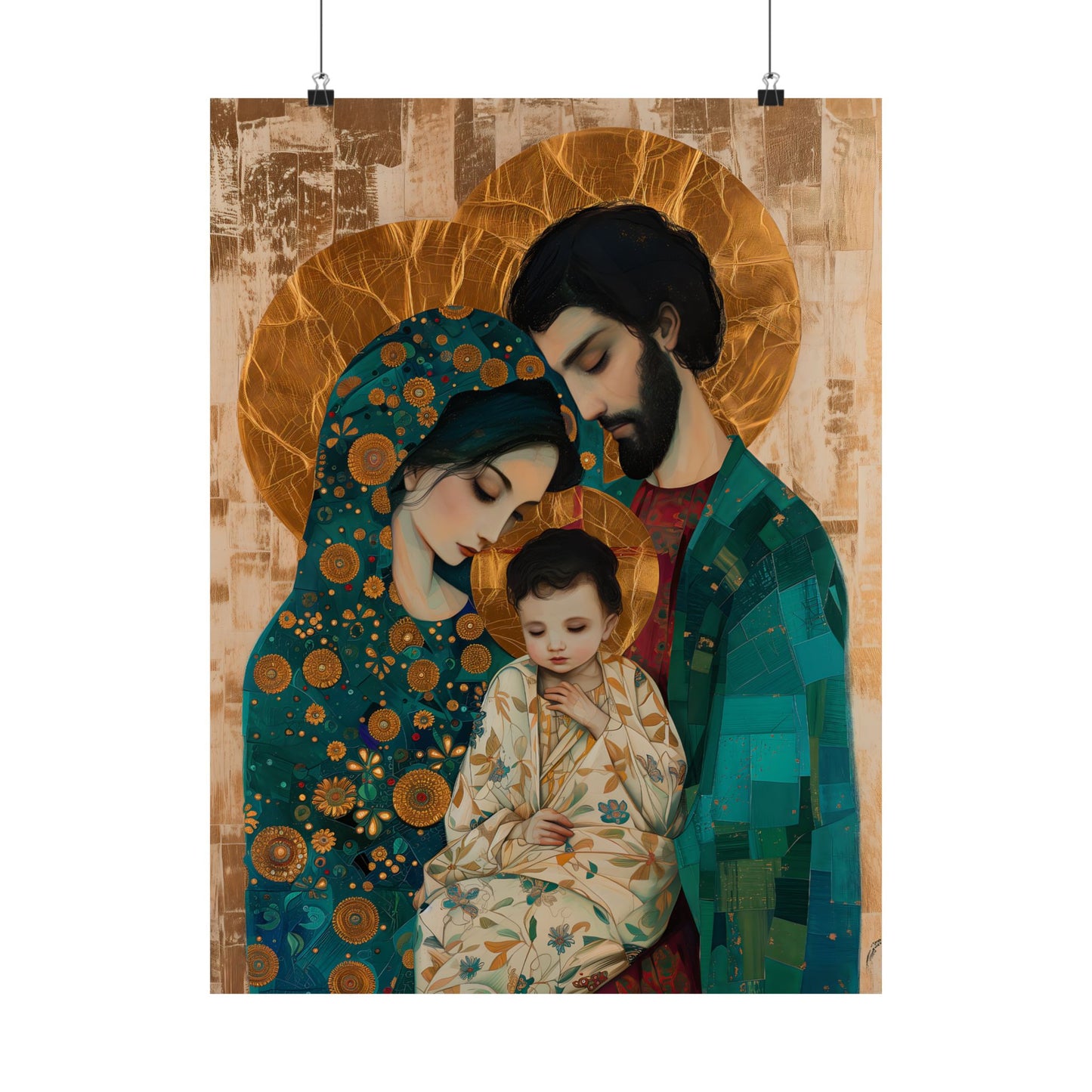 Sacred Love- The Holy Family Portrait - Sanctified Souls Print - Multiple Sizes - Premium Matte Vertical Posters - Jesus, Mary, Joseph
