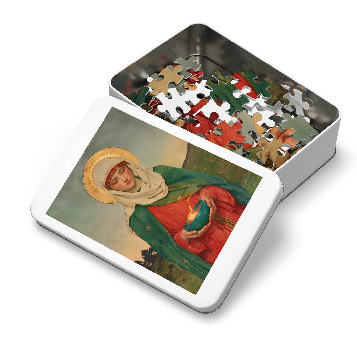 Saint Brigid of Ireland / Kildare - Puzzle and Keepsake Tin - Religious (30, 110, 252, 500,1000) - Religious Puzzle - Gifts for Catholics