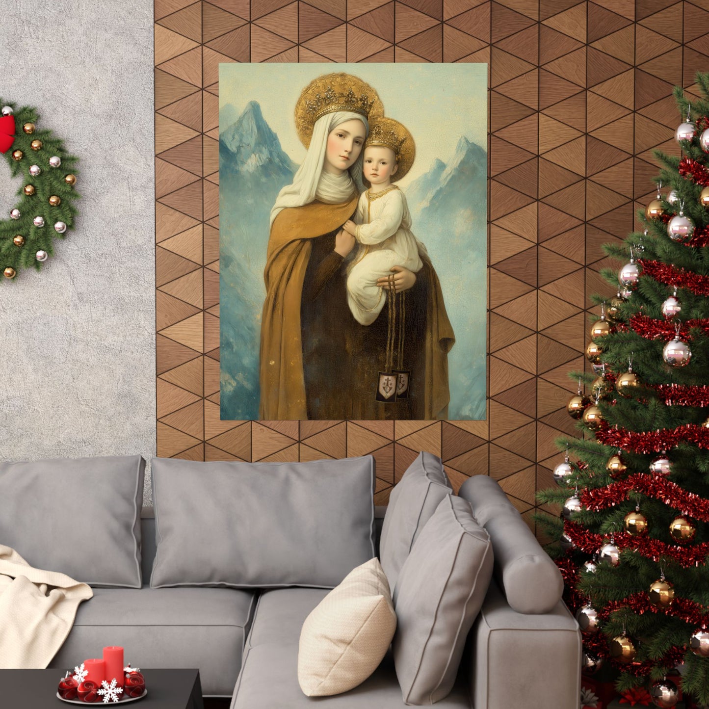 The Gift of the Scapular - Our Lady of Mount Carmel - Sanctified Souls Print - Multiple Sizes - Premium Matte Vertical Posters - Catholic