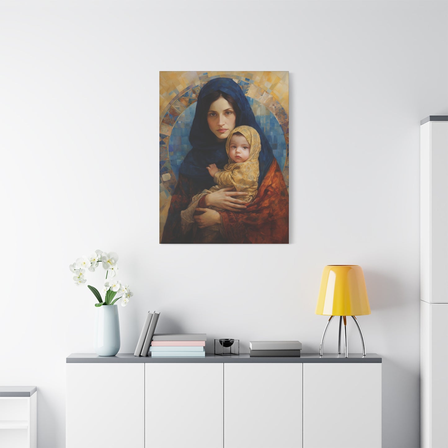 Maternal Seraph - Virgin Mary and Infant Jesus - Museum Wrapped Canvas - Religious Art for your Home - Catholic Art - Mary and Christ Child