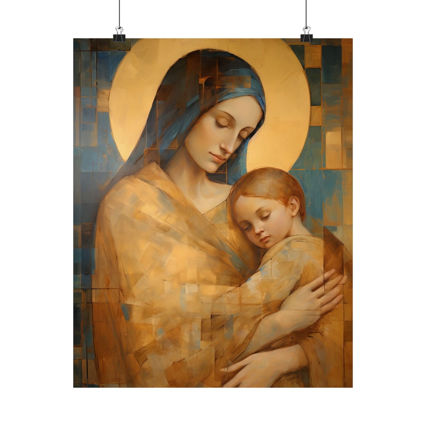 Heavenly Connection - Mary and the Divine Son - Multiple Sizes - Premium Matte Vertical Posters - Christ Child and Mother Mary